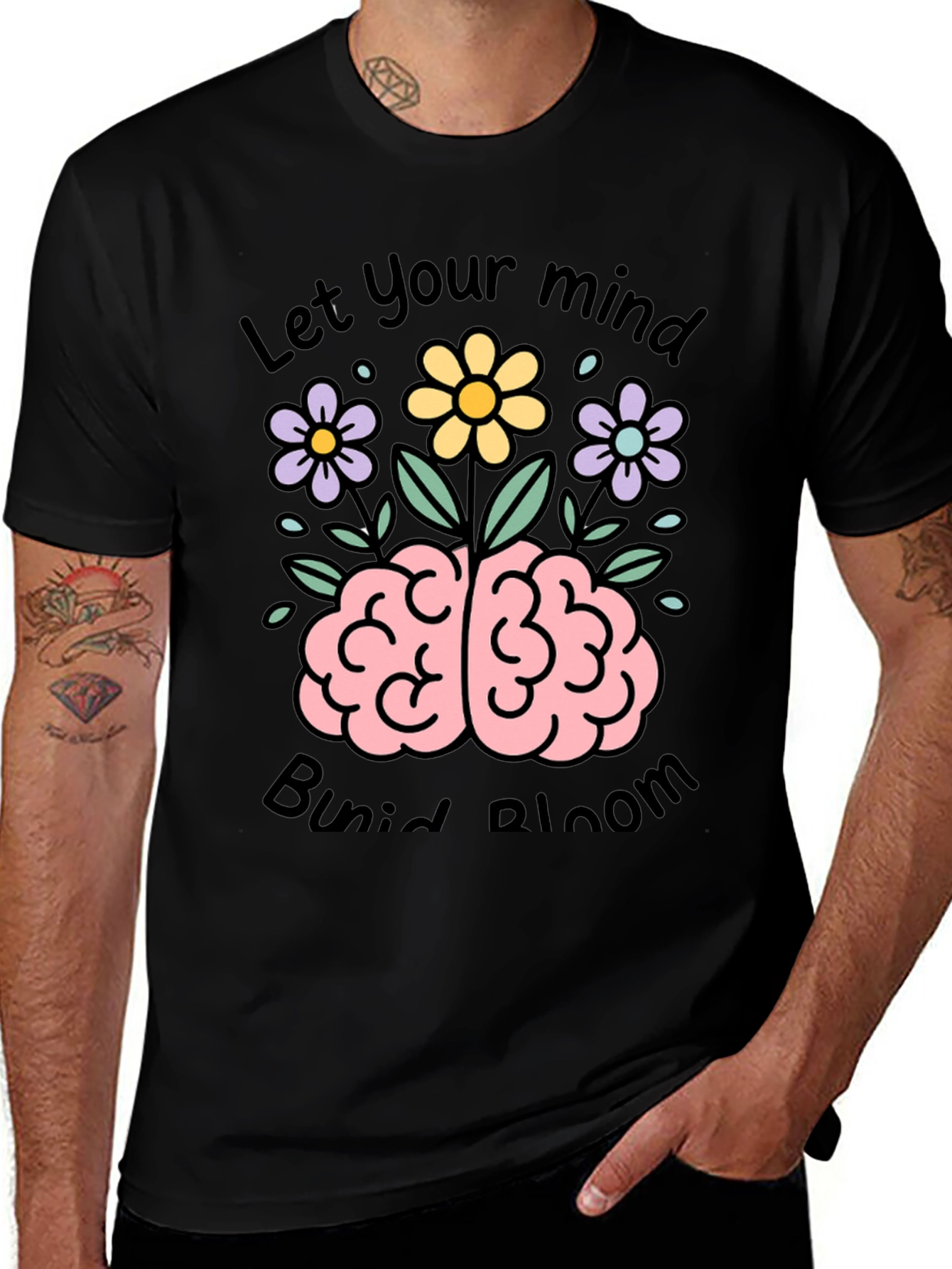 Variant 14 of Mind Bloom Graphic Tee - Black Cotton T-Shirt