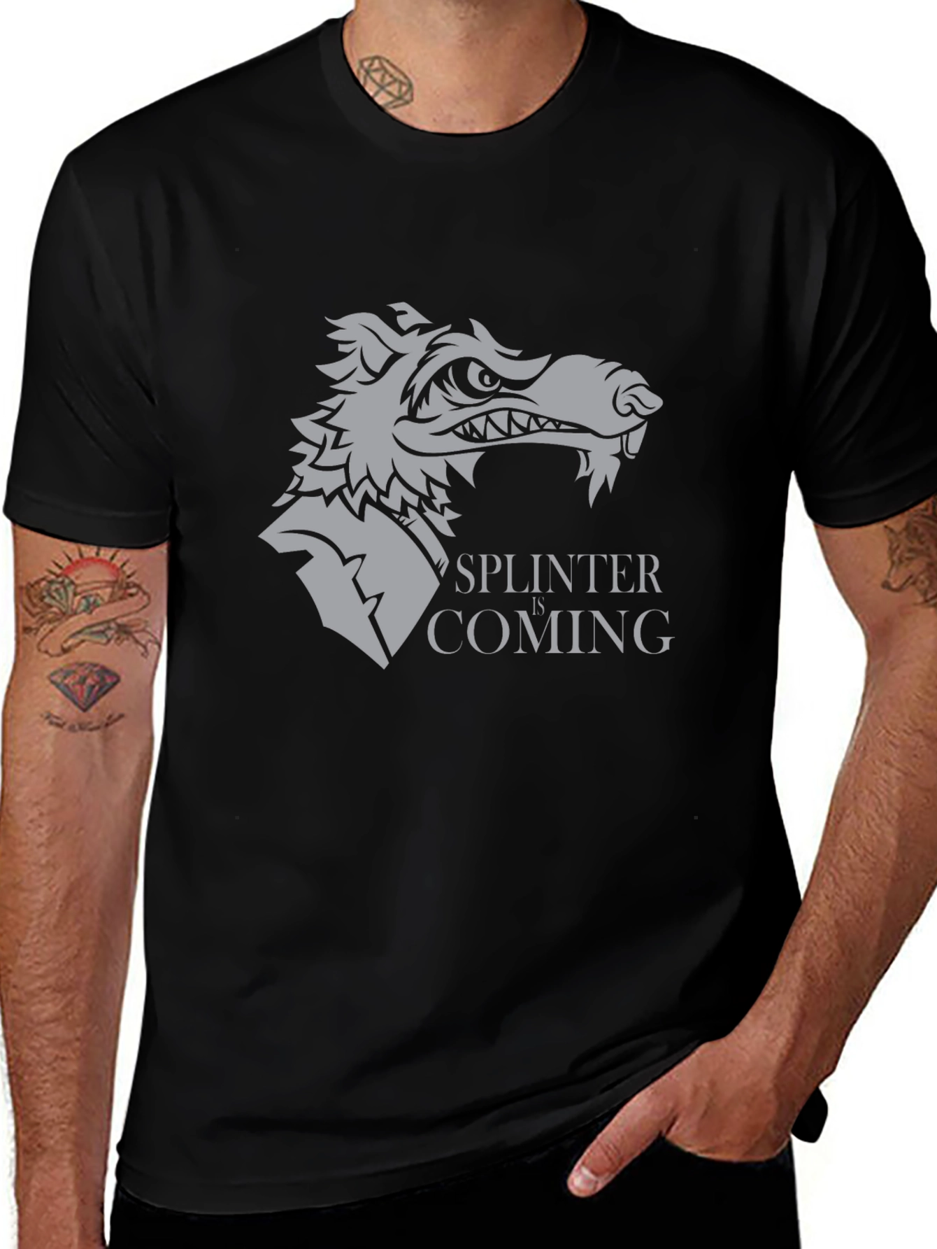 Variant 8 of Splinter is Coming Wolf Graphic Black T-Shirt