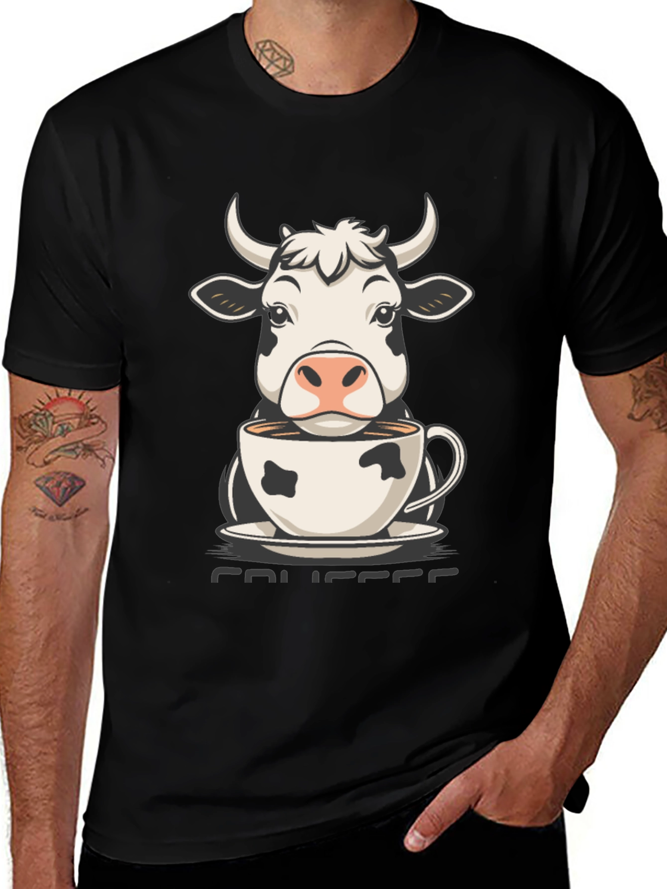 Variant 29 of Cow Coffee T-Shirt - Cute Animal Tee