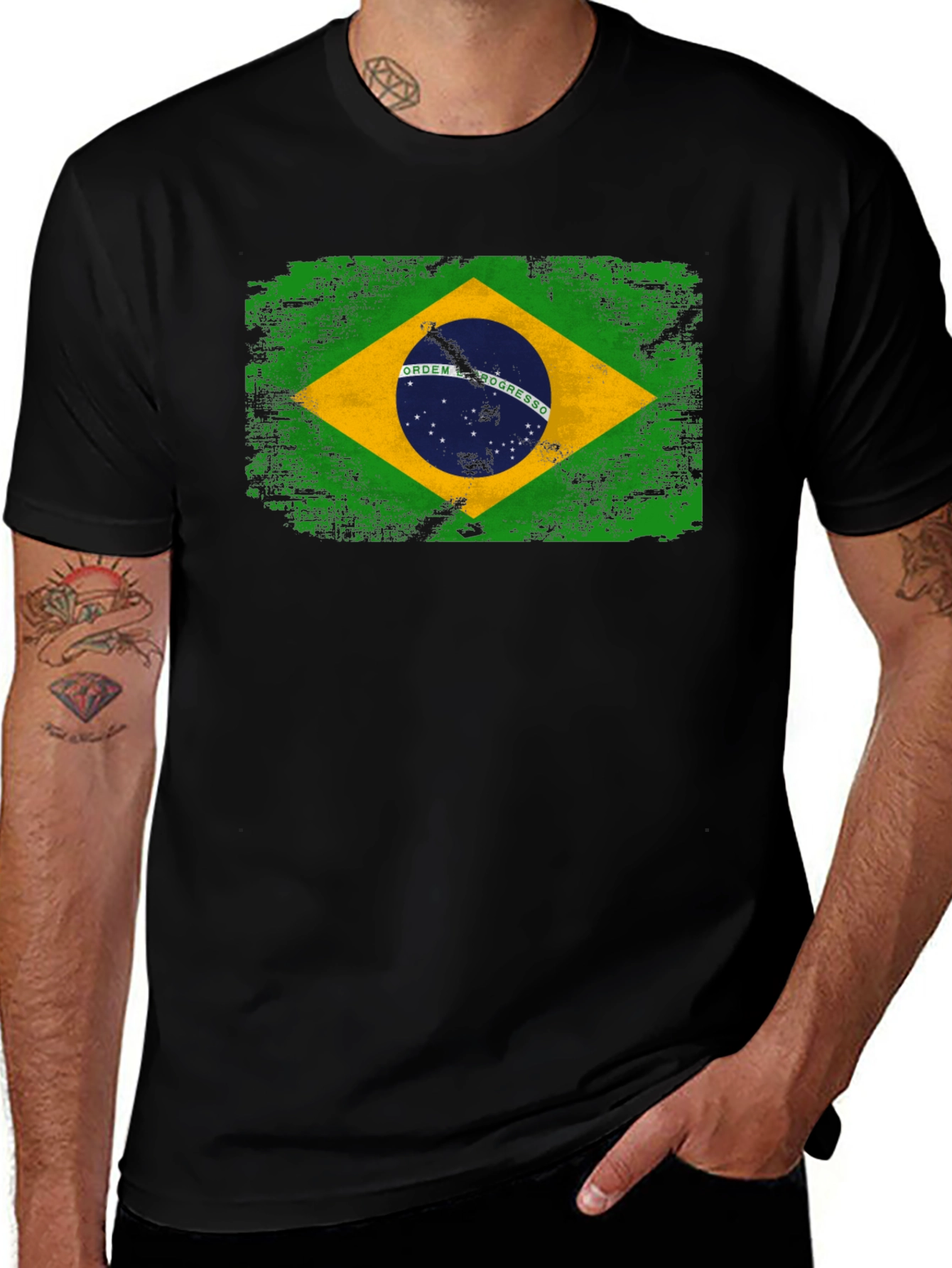 Variant 13 of Brazil Flag Graphic T-Shirt - Black