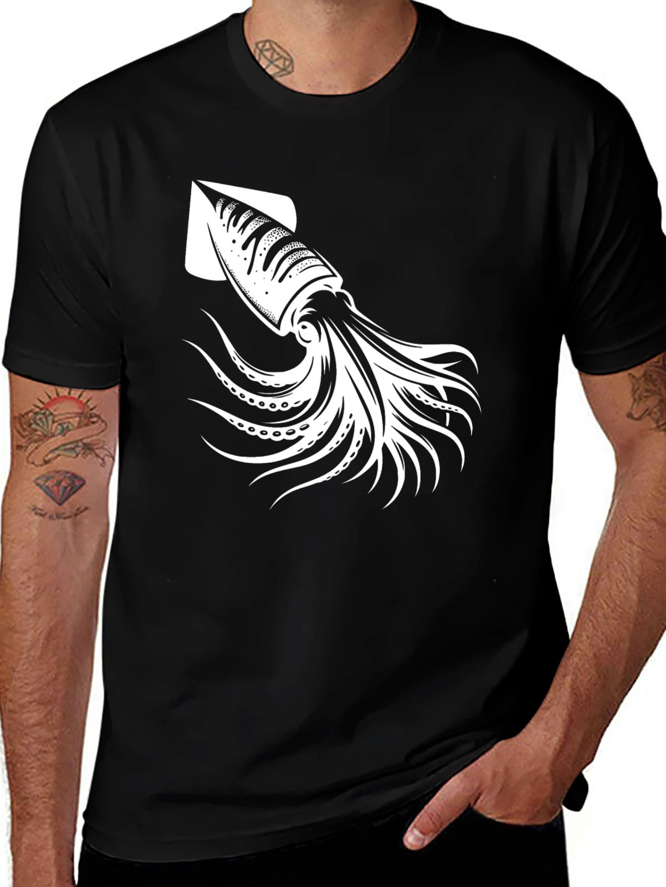 Variant 17 of Squid Graphic Tee - Black Cotton T-Shirt