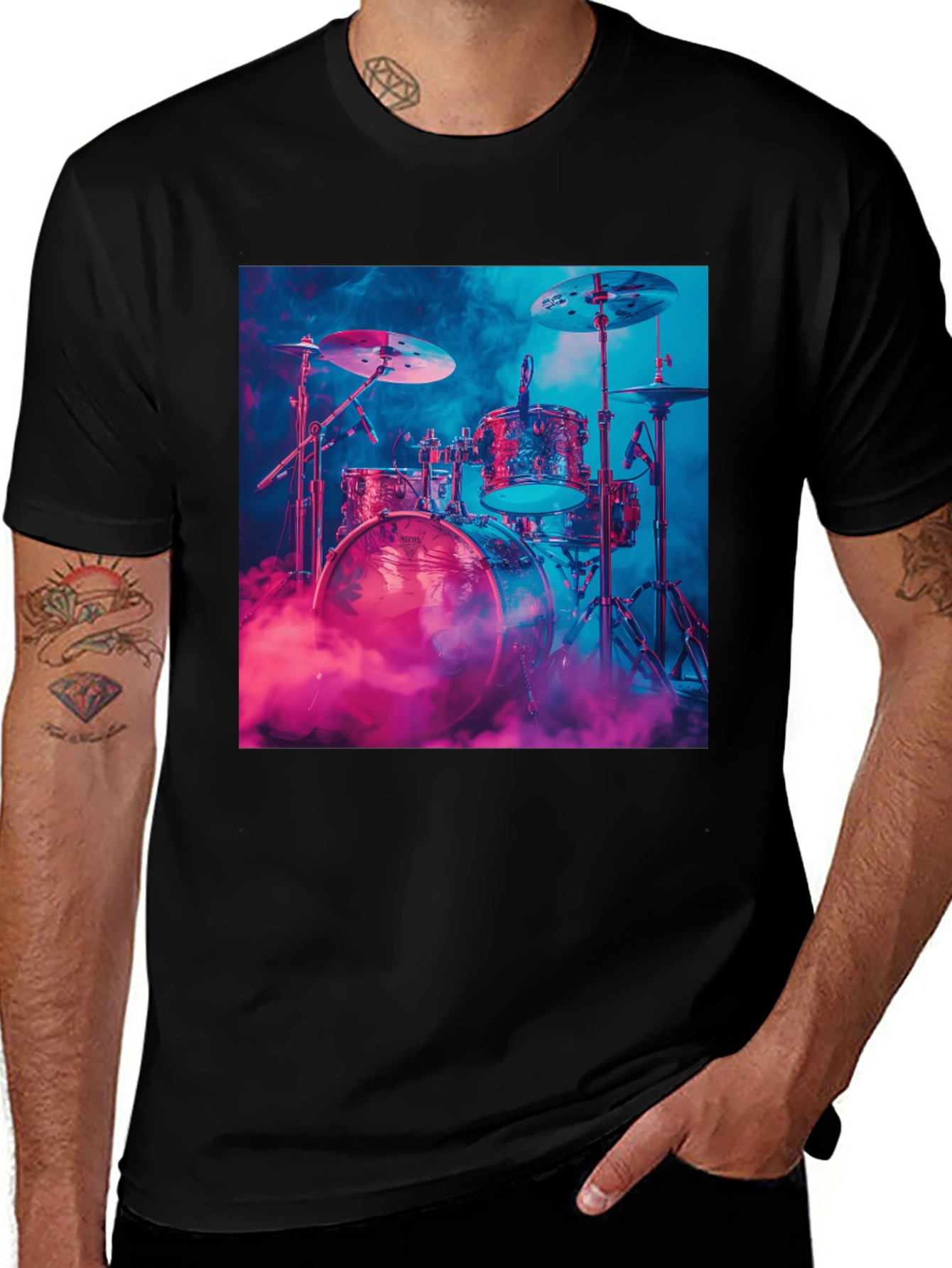 Variant 17 of Drum Set Graphic Tee - Musician Style