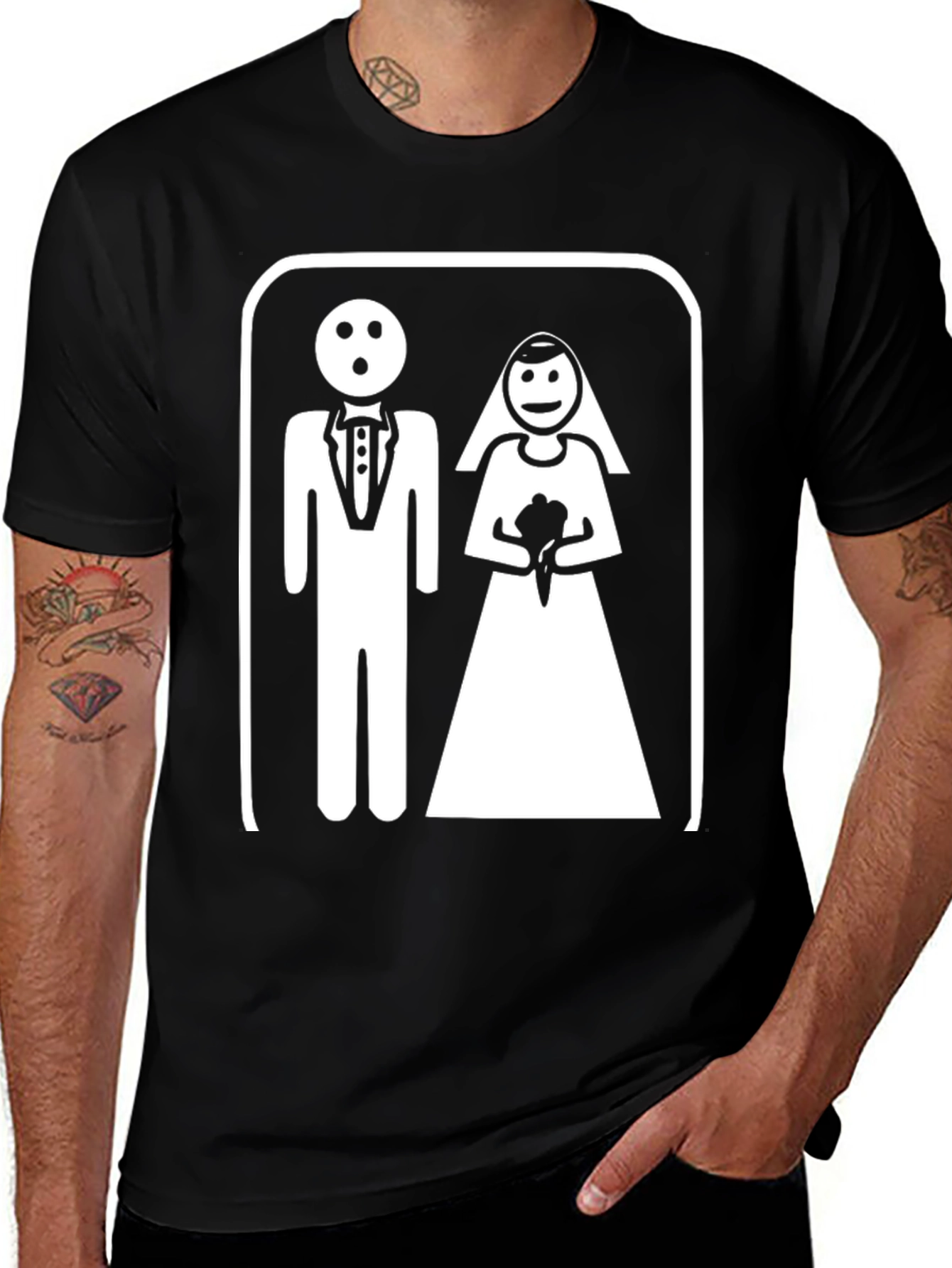 Variant 15 of Funny Wedding T-Shirt - Bride & Groom Pictogram