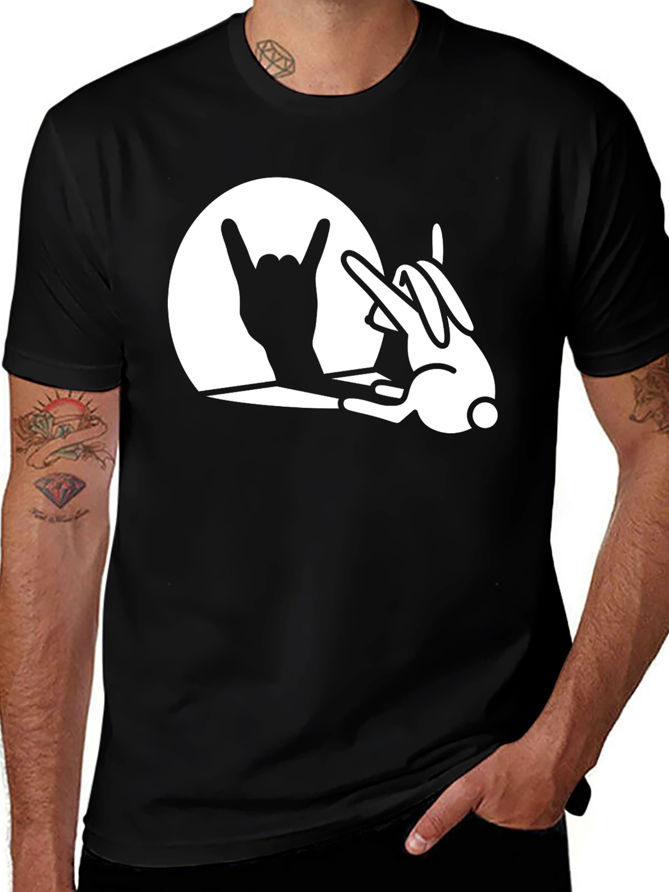 Variant 13 of Rock On Rabbit T-Shirt - Funny Graphic Tee