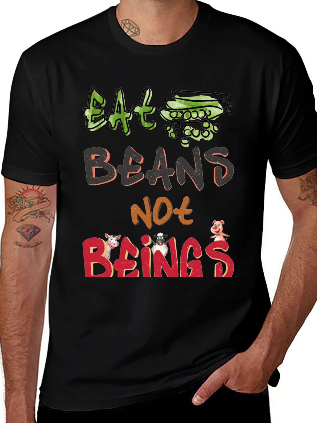 Variant 29 of Eat Beans Not Beings T-Shirt - Vegan Animal Rights