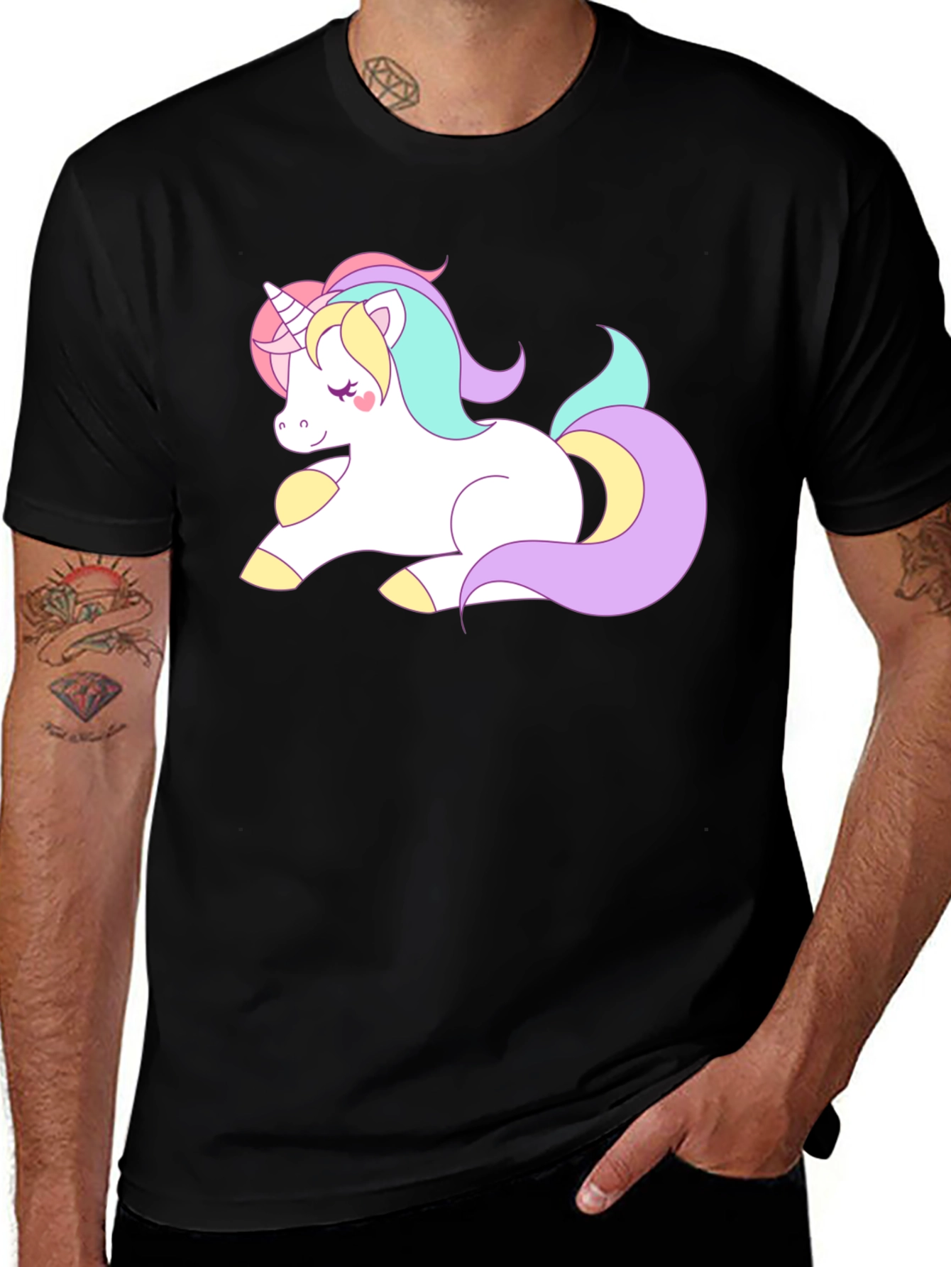 Variant 5 of Unicorn Graphic T-Shirt - Black Cotton Tee