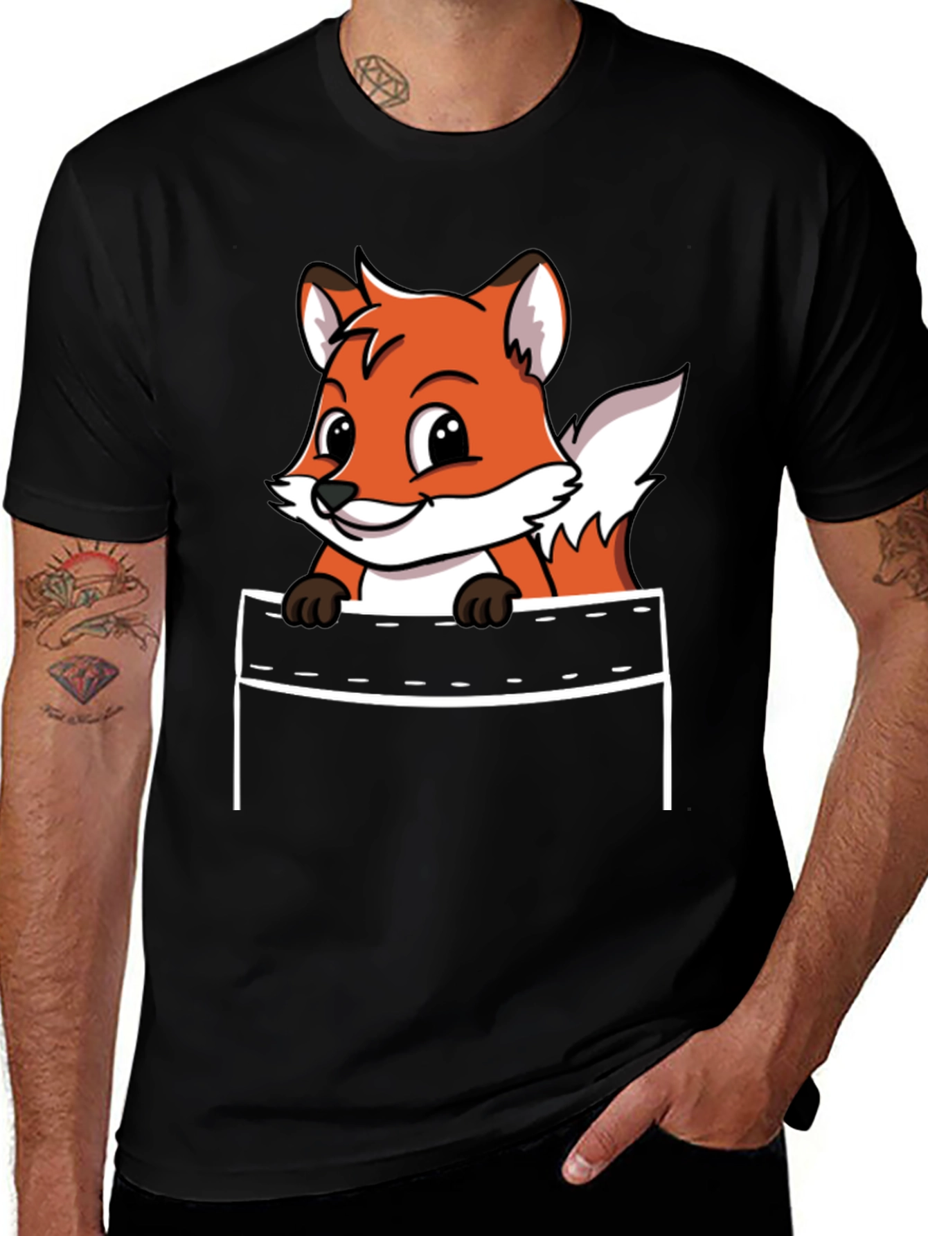 Variant 9 of Fox Peek T-Shirt - Cute Animal Graphic Tee