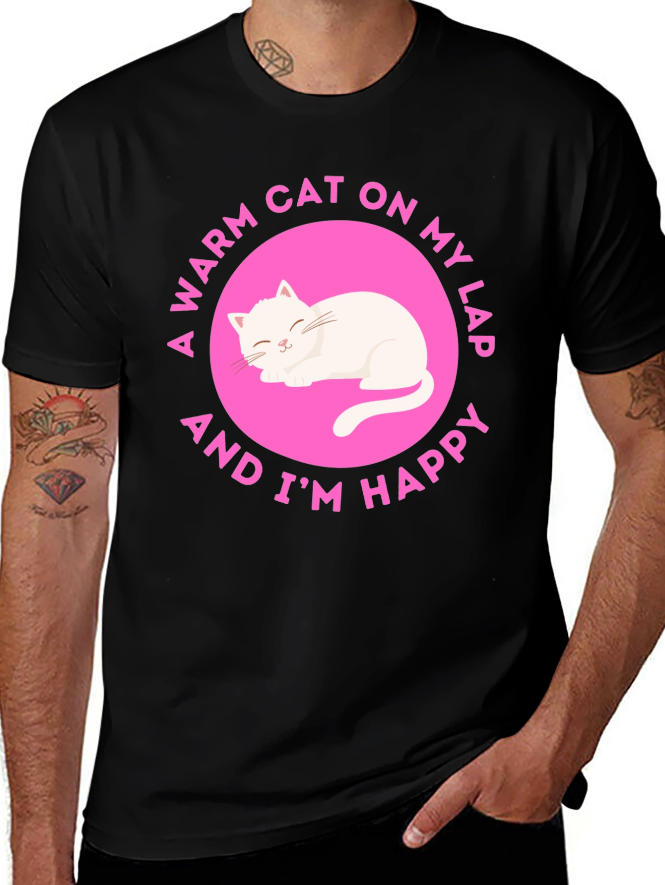 Variant 9 of Warm Cat Lap T-Shirt - Cute Cat Lover Tee