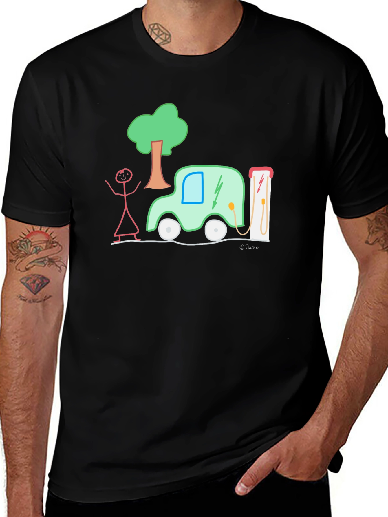 Variant 7 of Electric Car & Tree T-Shirt: Eco-Friendly Style