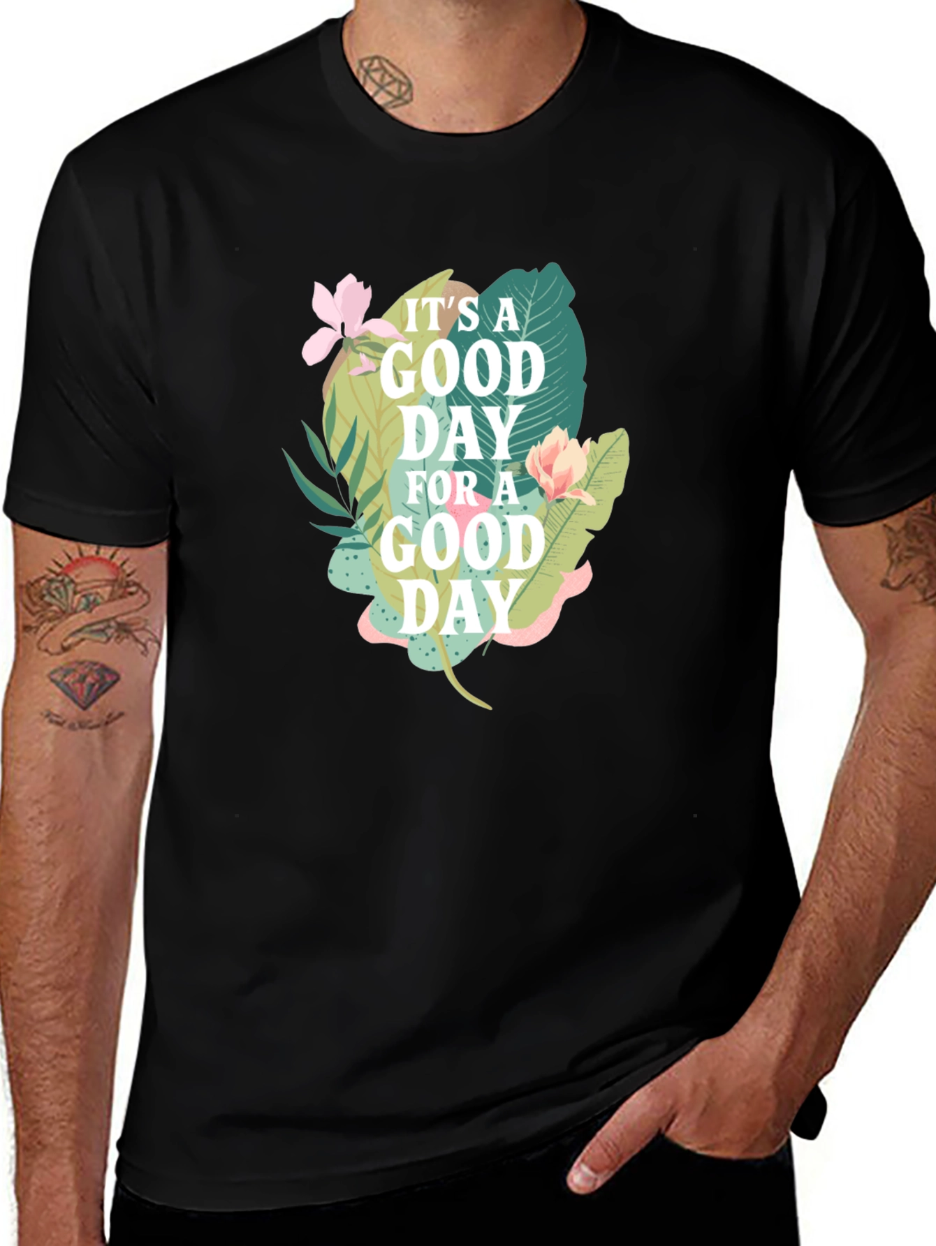 Variant 21 of Good Day Graphic Tee - Black Cotton T-Shirt