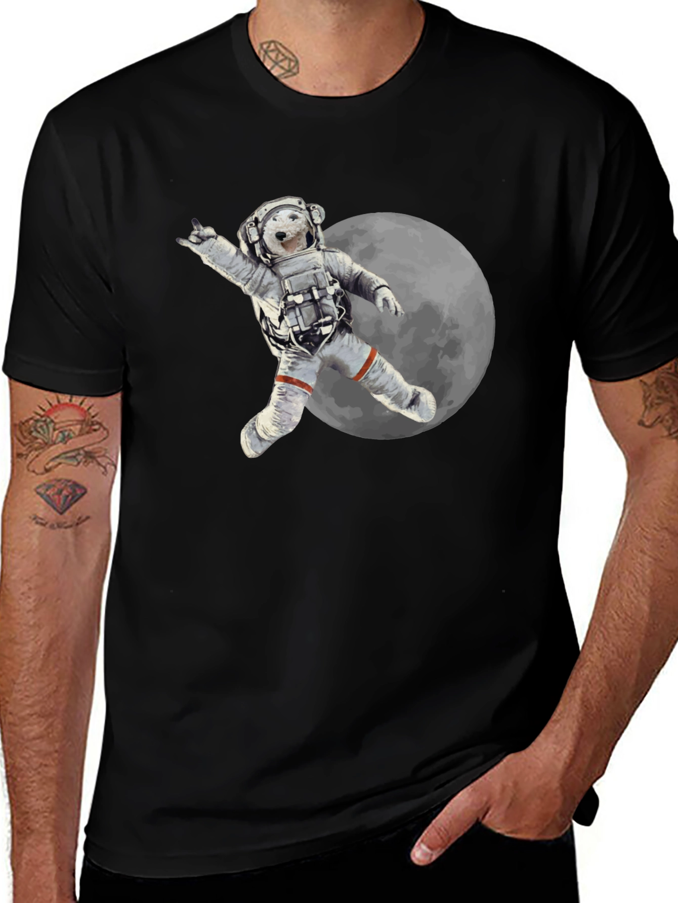 Variant 27 of Astronaut Bear Graphic Tee - Cool Space Design