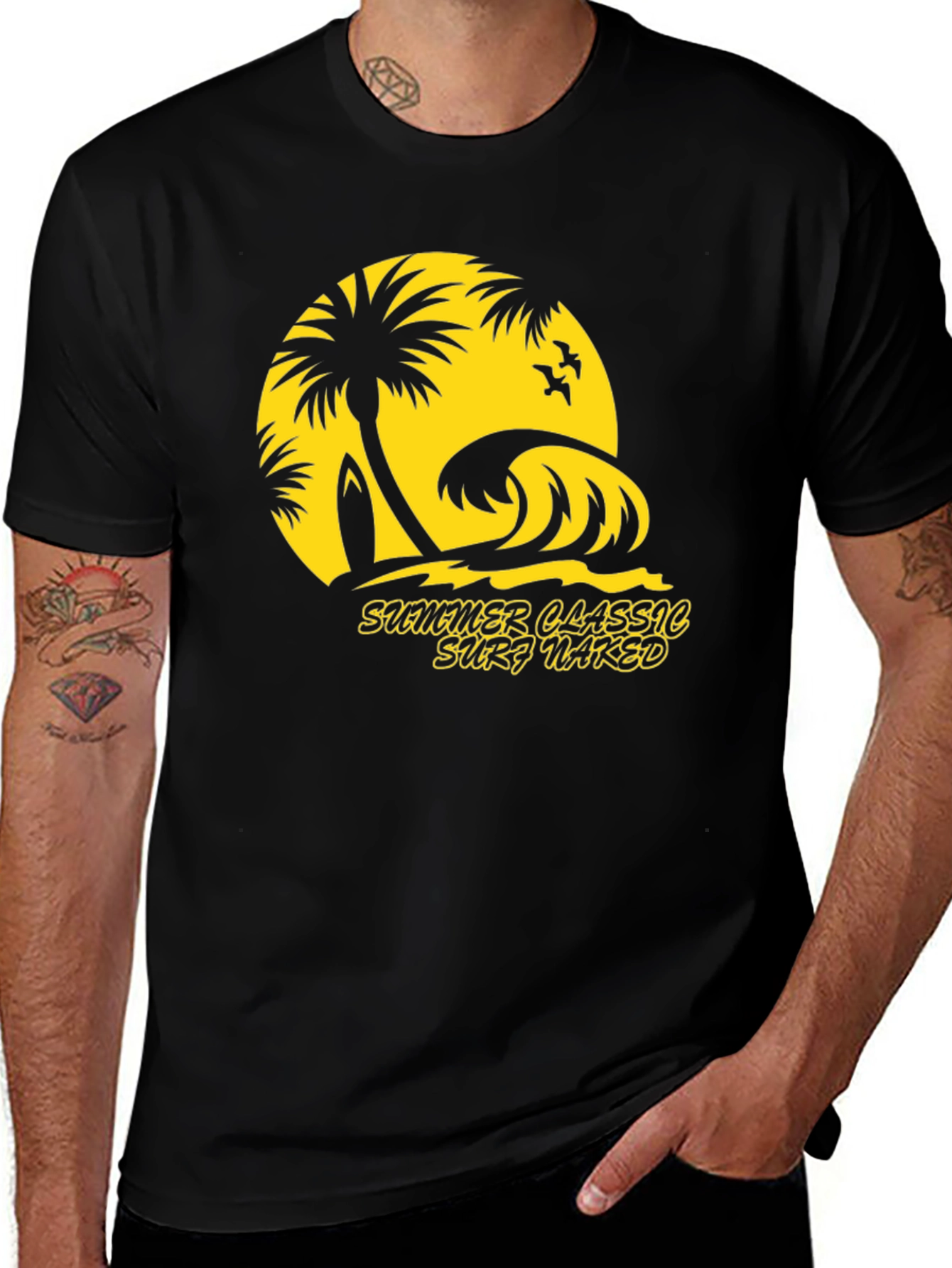 Summer Classic Surf Naked Graphic T-Shirt