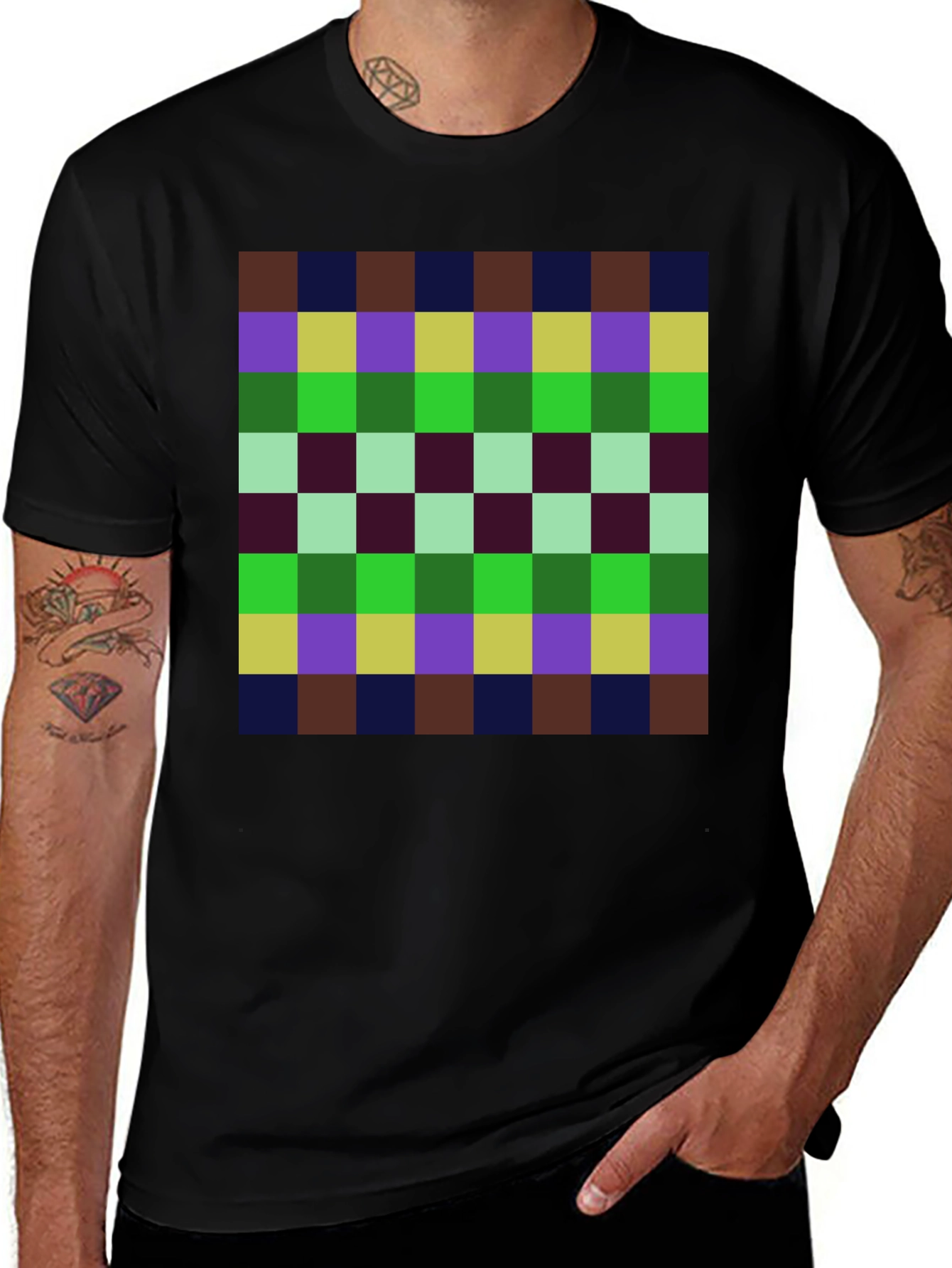 Variant 3 of Geometric Checkered T-Shirt