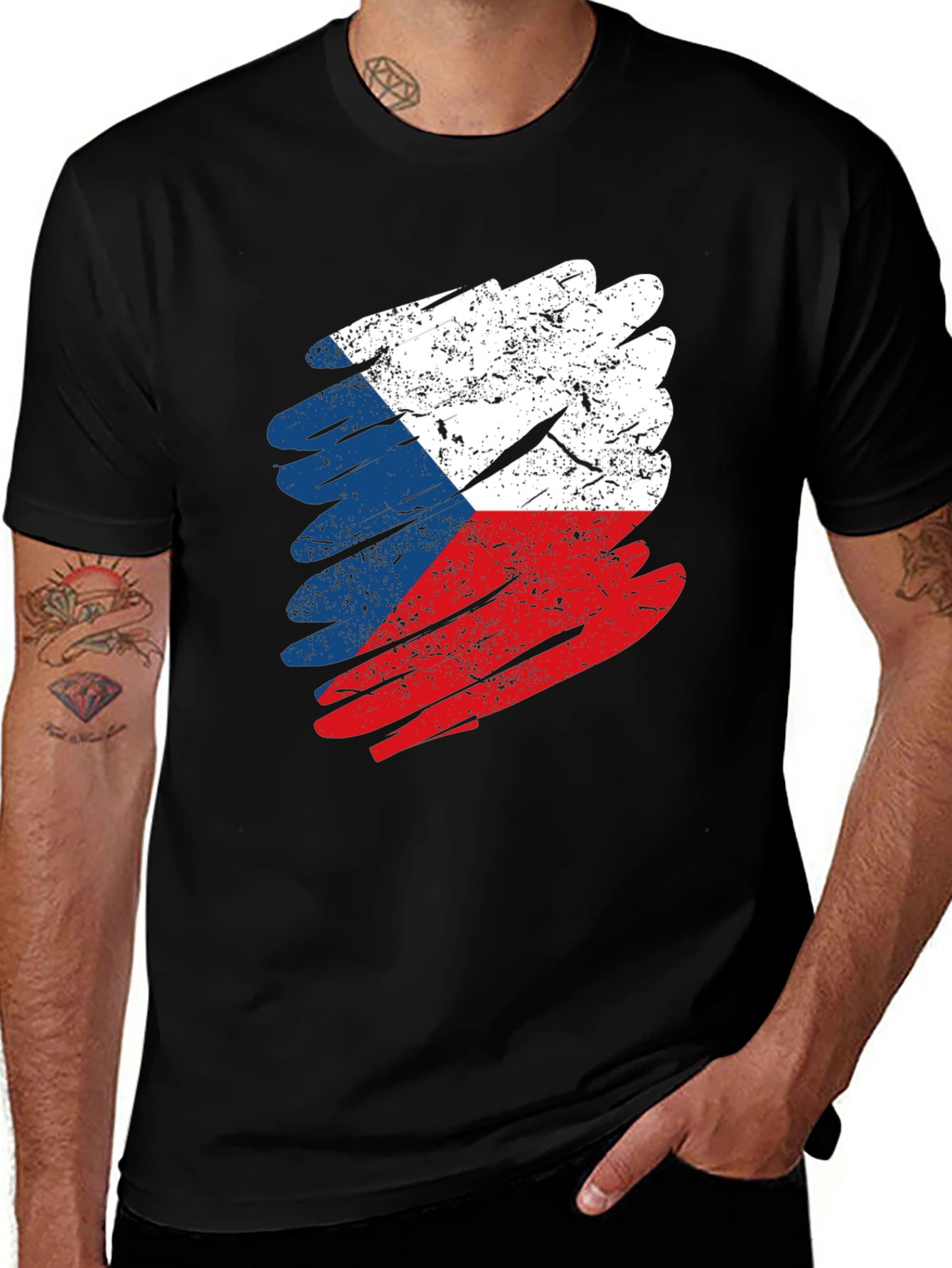 Czech Flag T-Shirt - Distressed Patriotic Tee