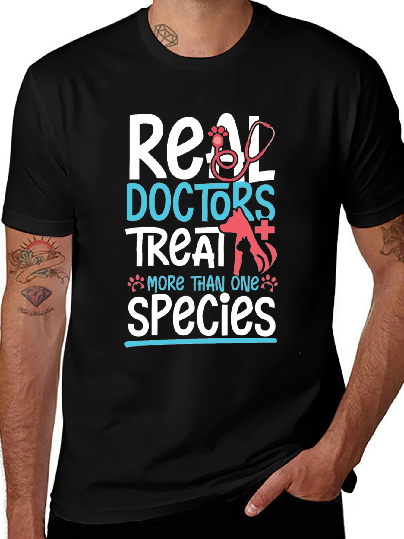 Variant 4 of Vet T-Shirt - Real Doctors Treat More Than One Species