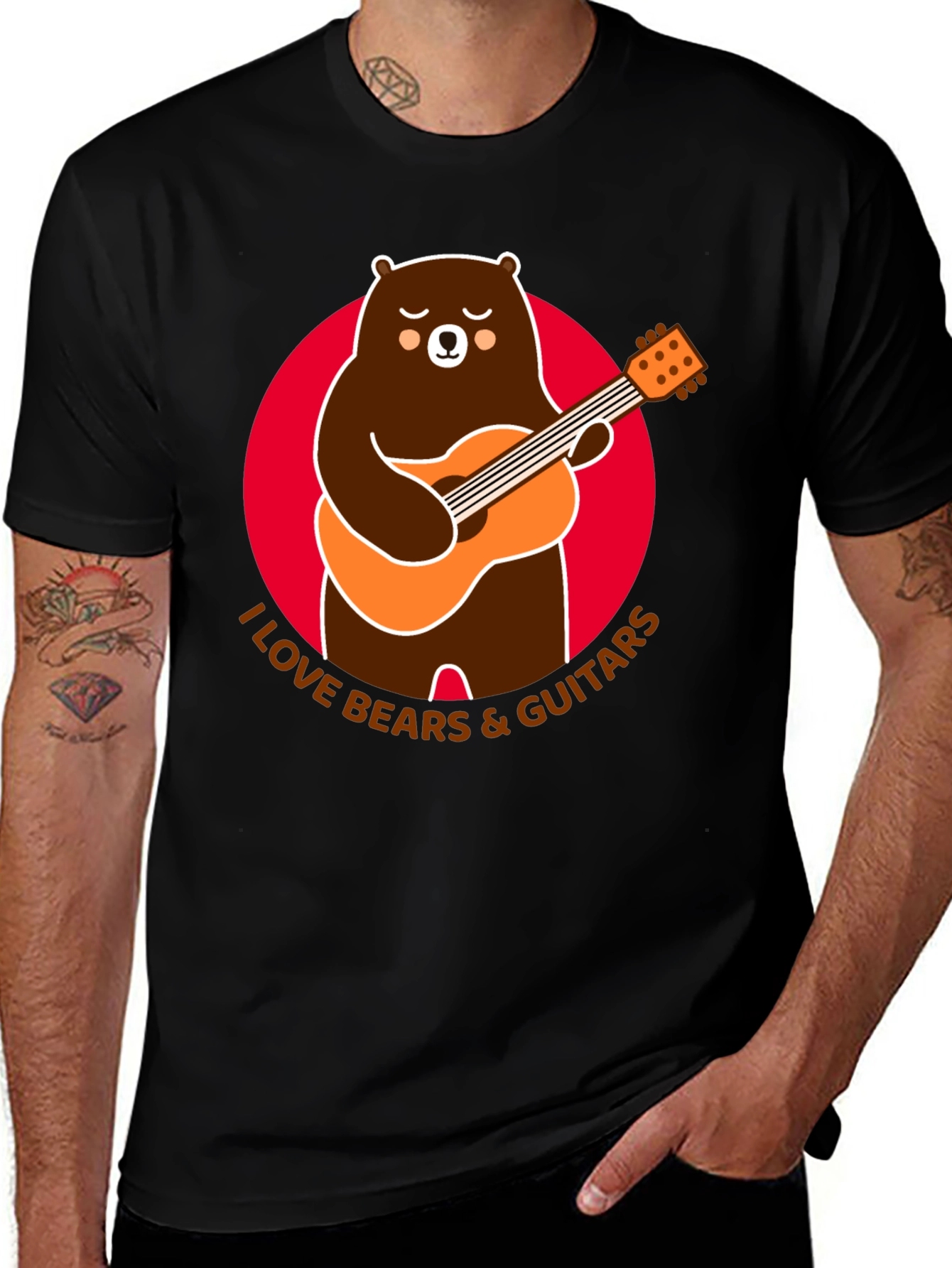 Variant 10 of Bear Guitar T-Shirt - I Love Bears & Guitars Tee