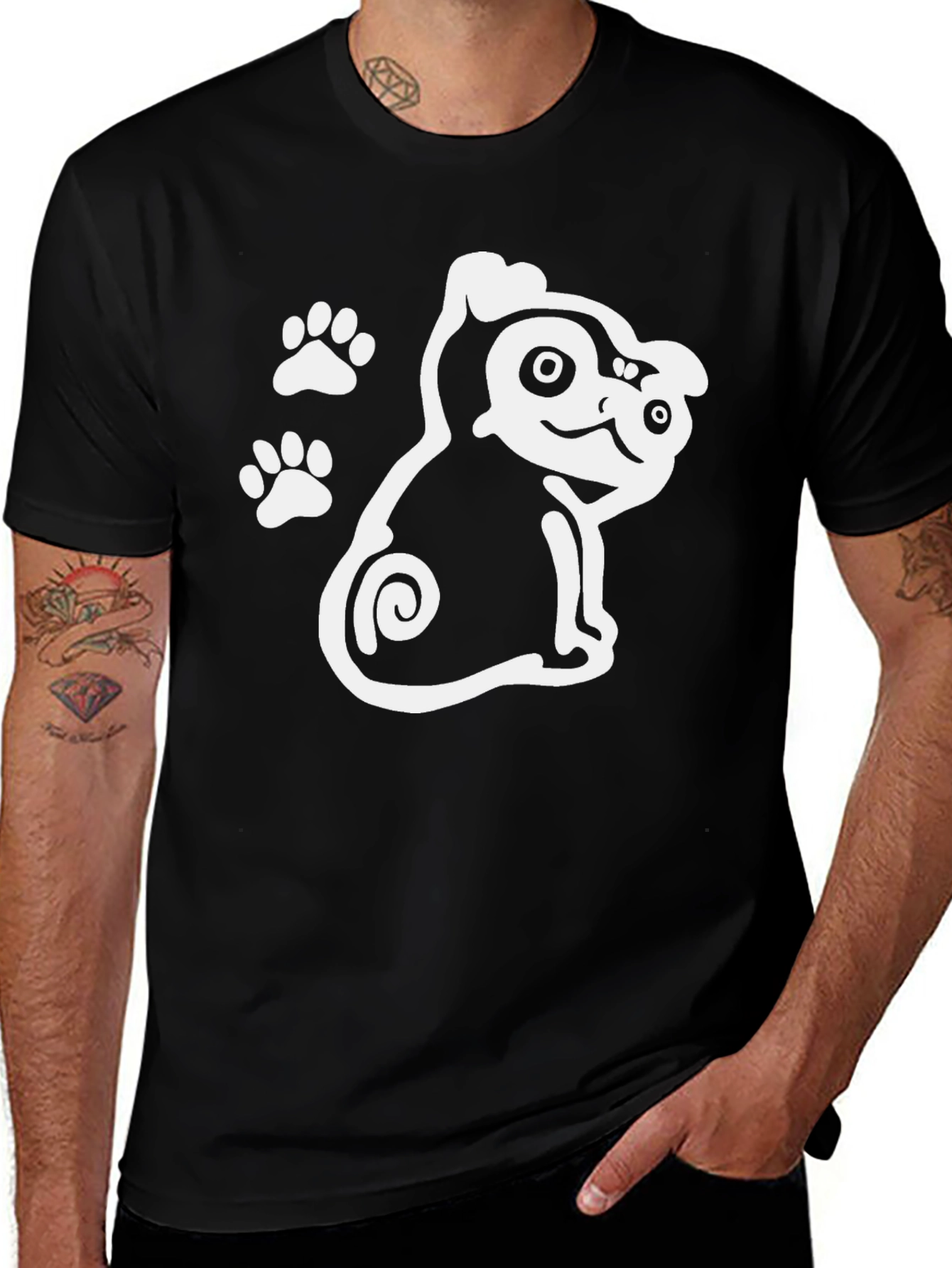 Variant 16 of Cute Dog Graphic Print Black T-Shirt