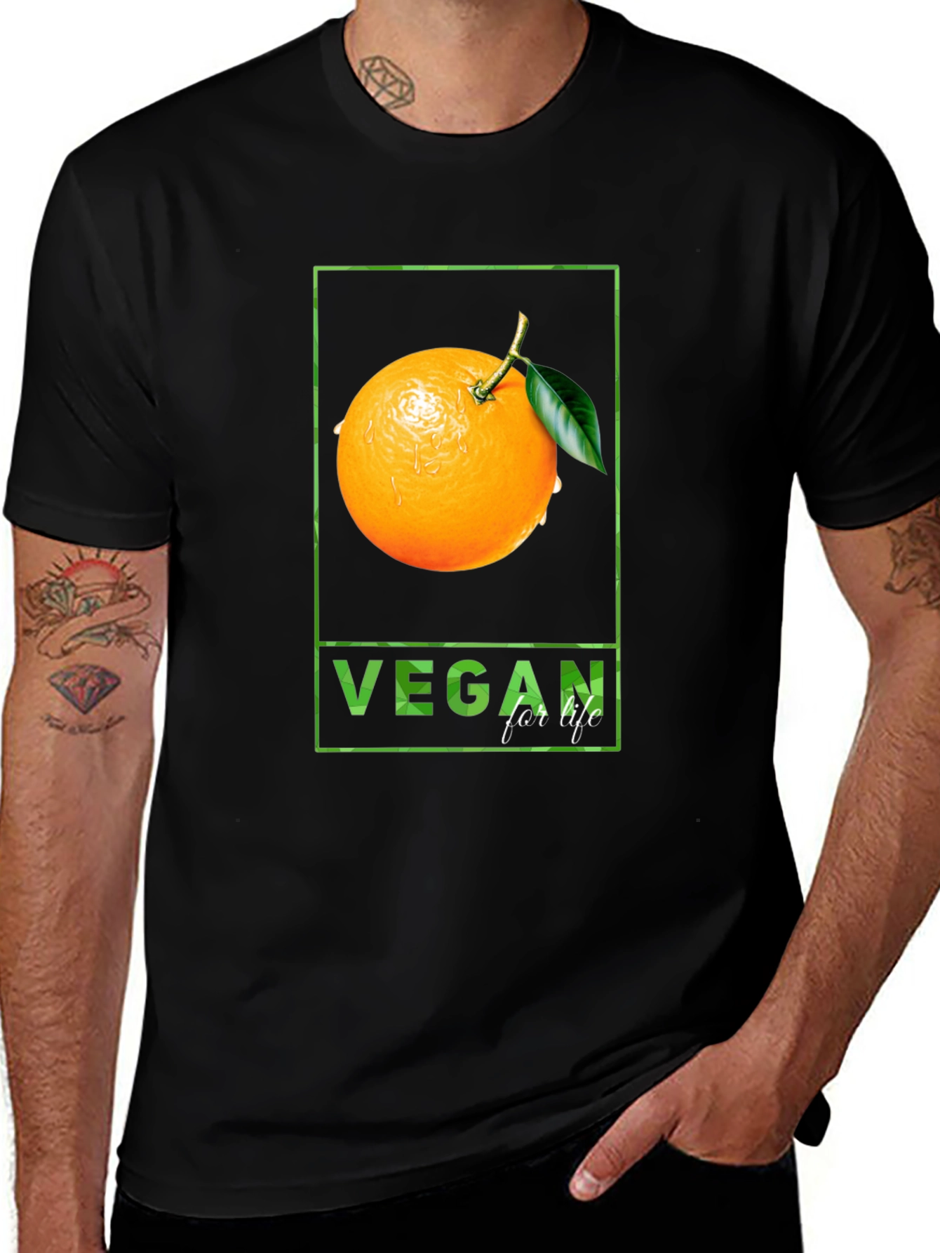 Variant 20 of Vegan for Life Orange Graphic T-Shirt