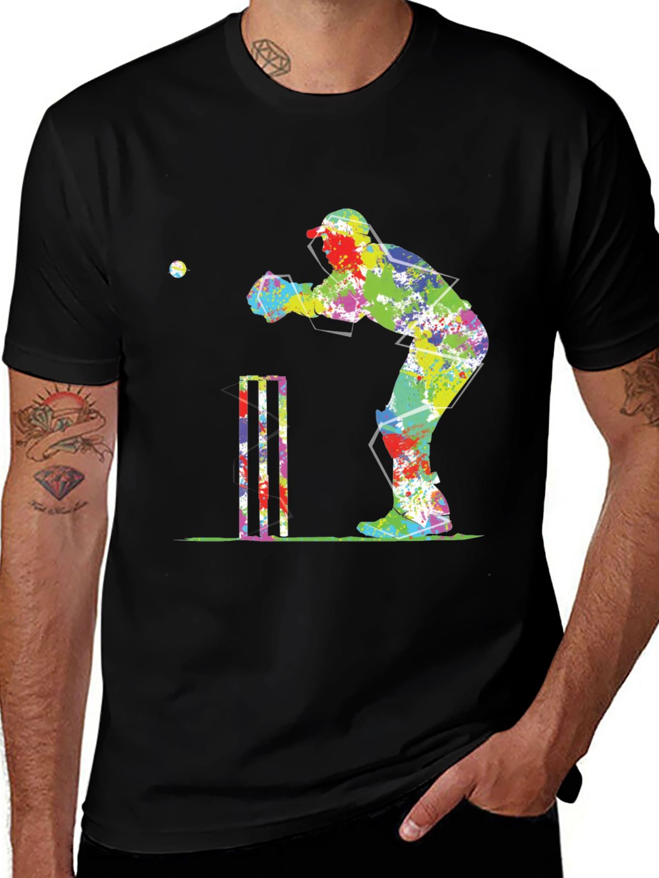Variant 11 of Cricket Player Splash Graphic Tee