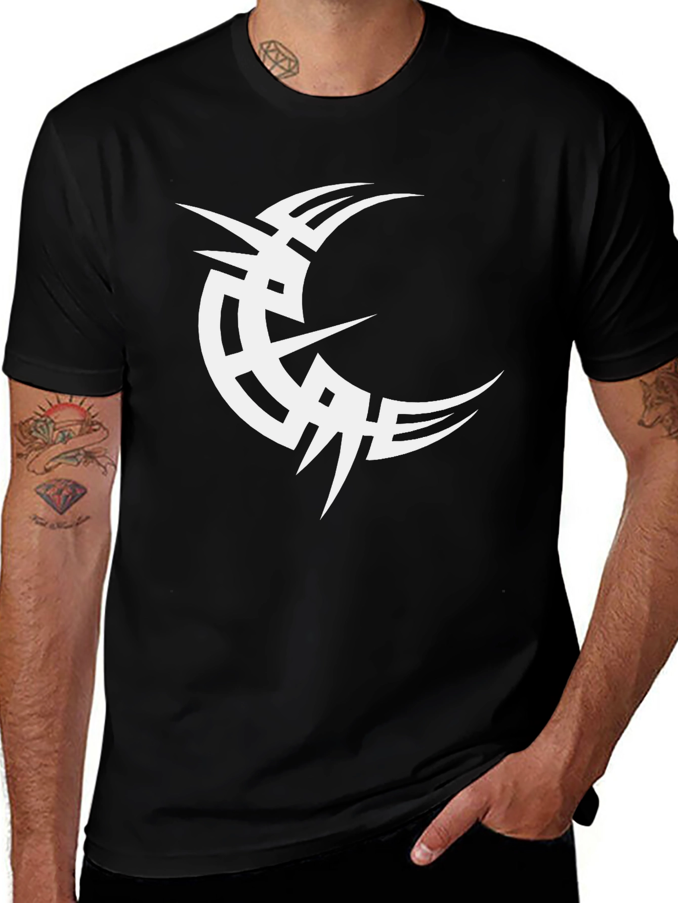 Variant 4 of Tribal Moon Graphic Black T-Shirt