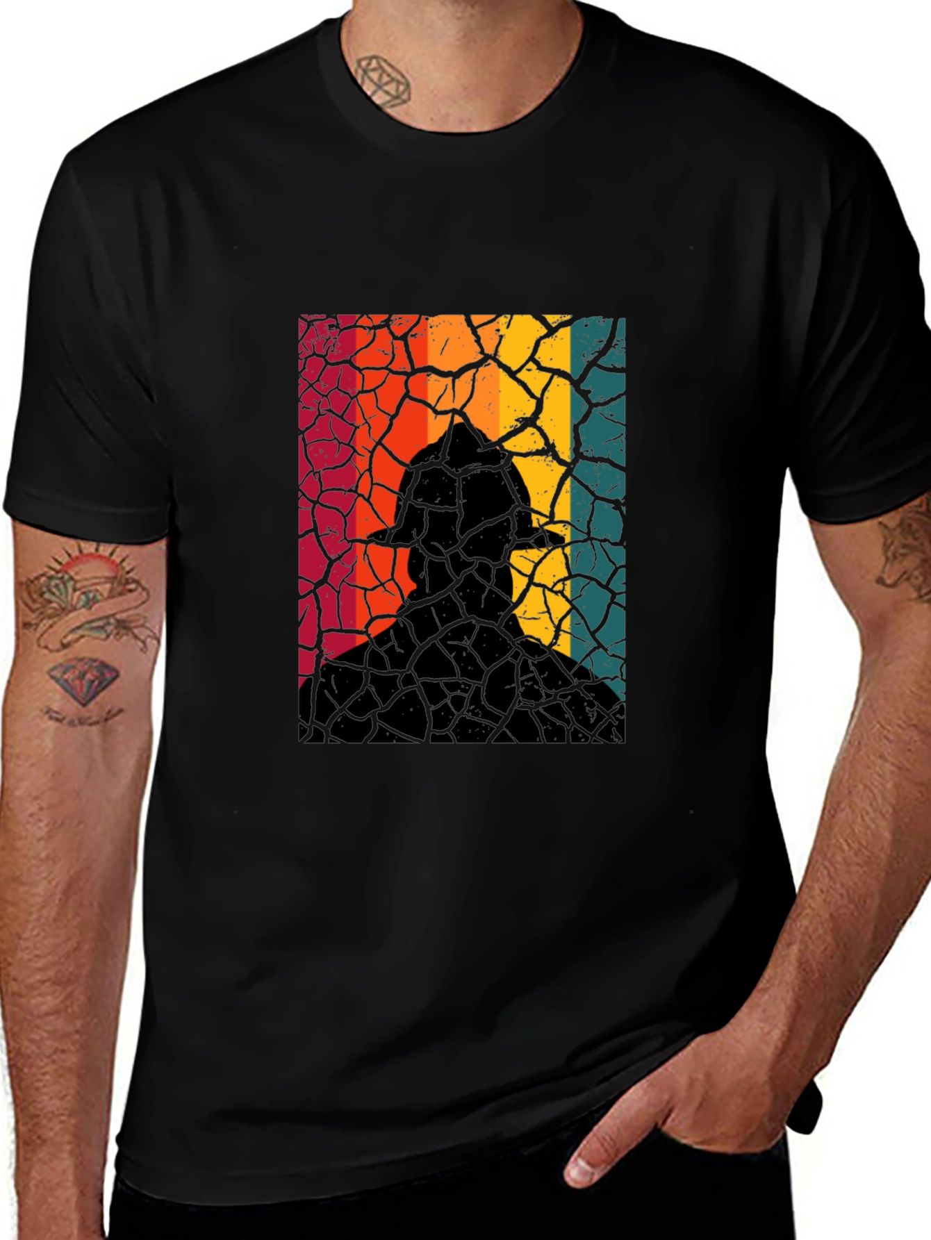 Variant 12 of Retro Firefighter Silhouette Graphic Tee