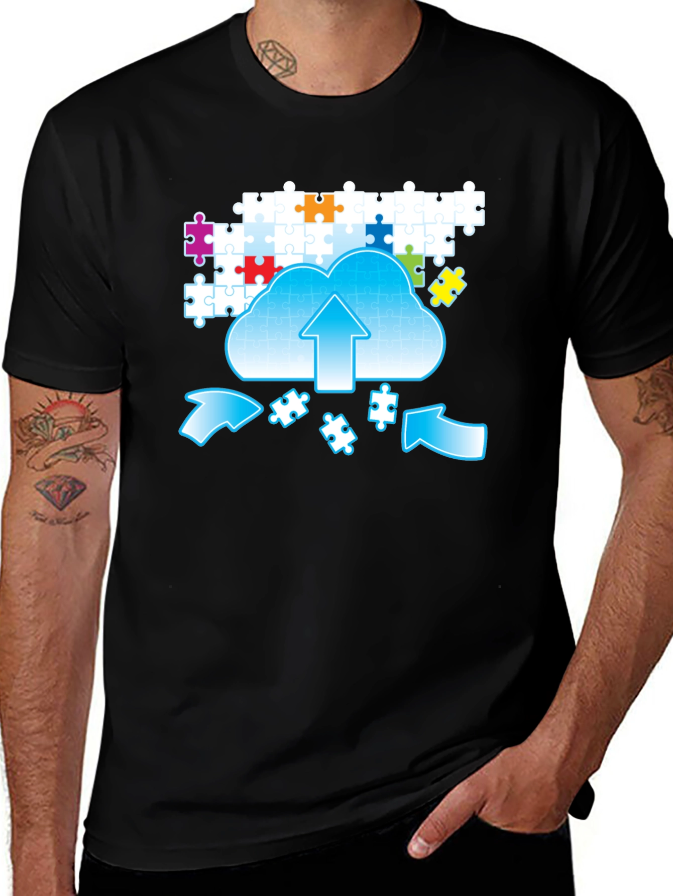 Variant 25 of Puzzle Cloud Upload Graphic T-Shirt
