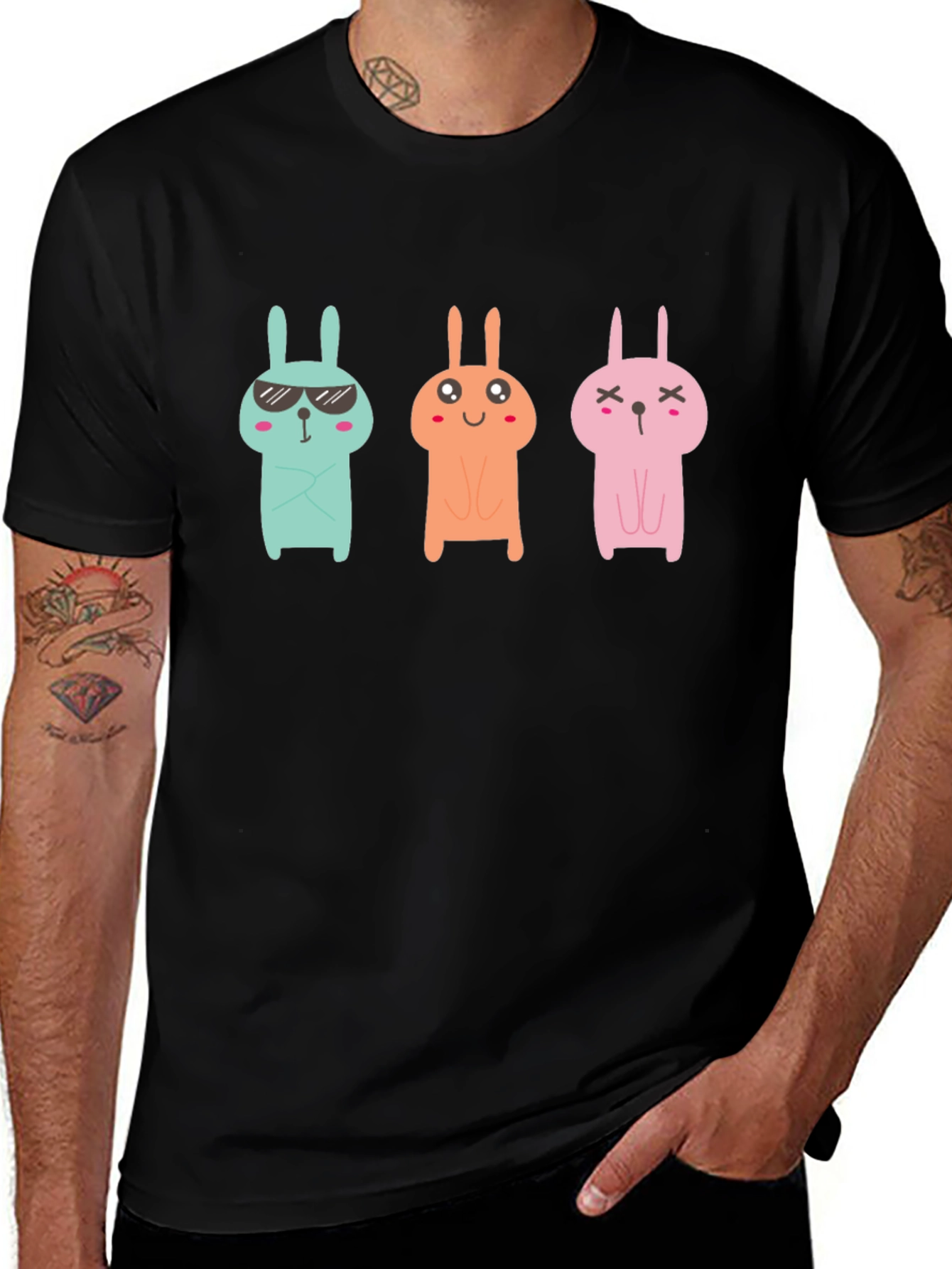 Variant 2 of Cool Bunny Graphic Tee - Black Unisex T-Shirt