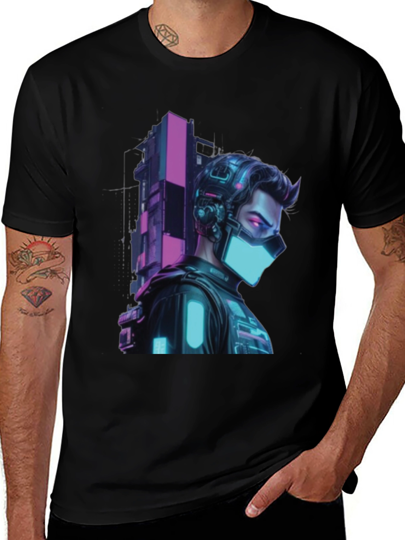 Variant 9 of Cyberpunk Masked Man Graphic T-Shirt