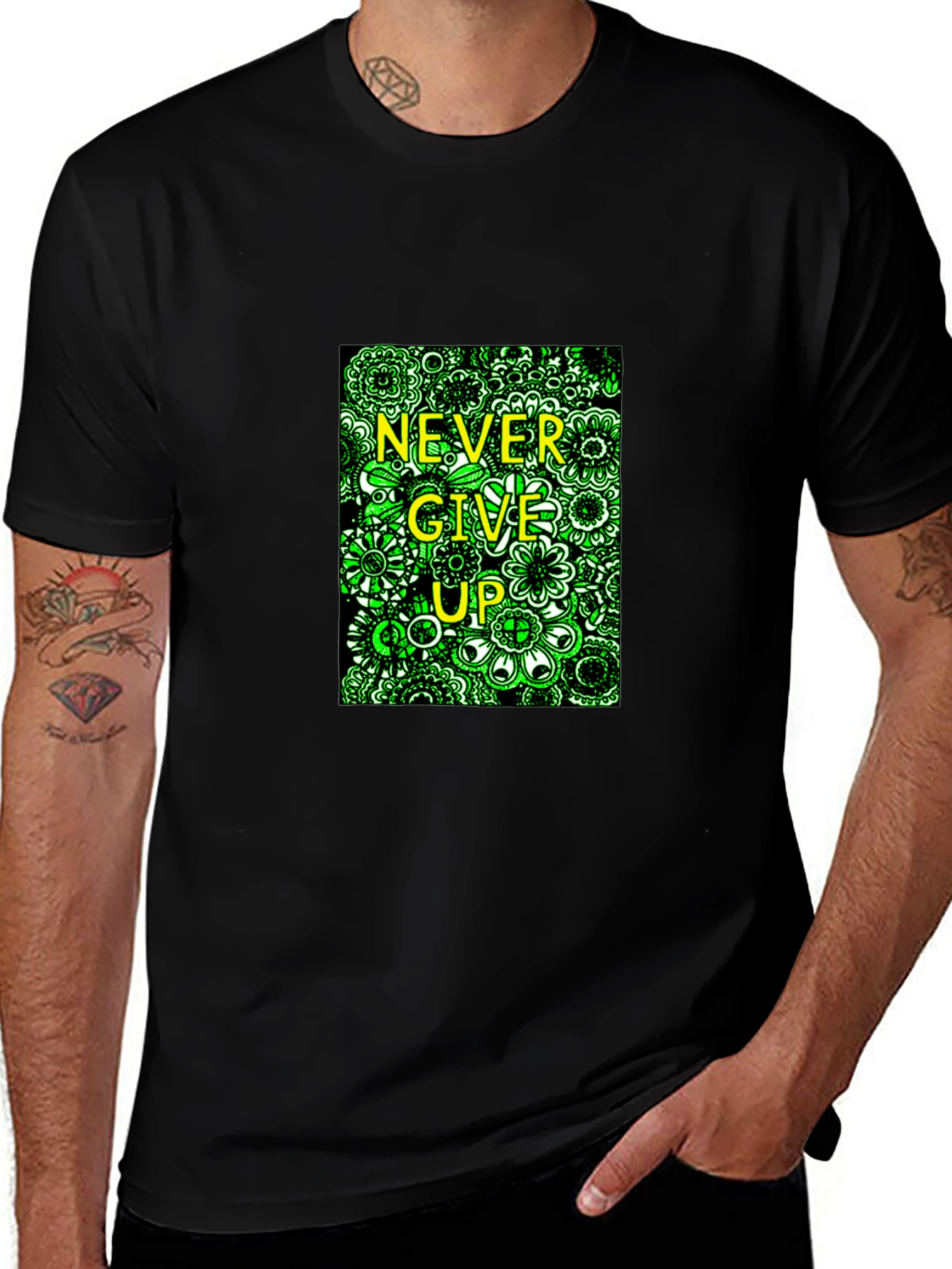 Variant 16 of Never Give Up Black T-Shirt
