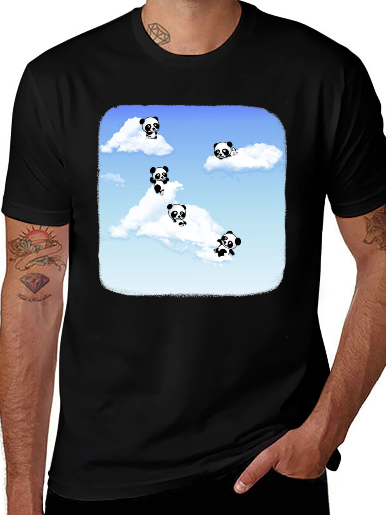 Variant 10 of Panda Cloud Sky Graphic Print T-Shirt