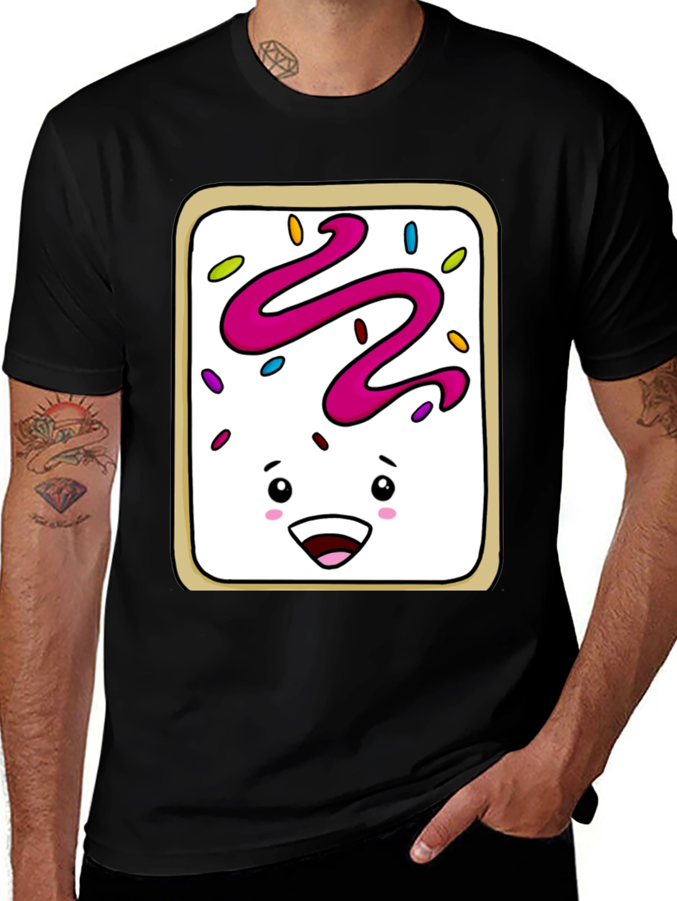 Variant 25 of Funny Pop Tart Graphic T-Shirt - Black