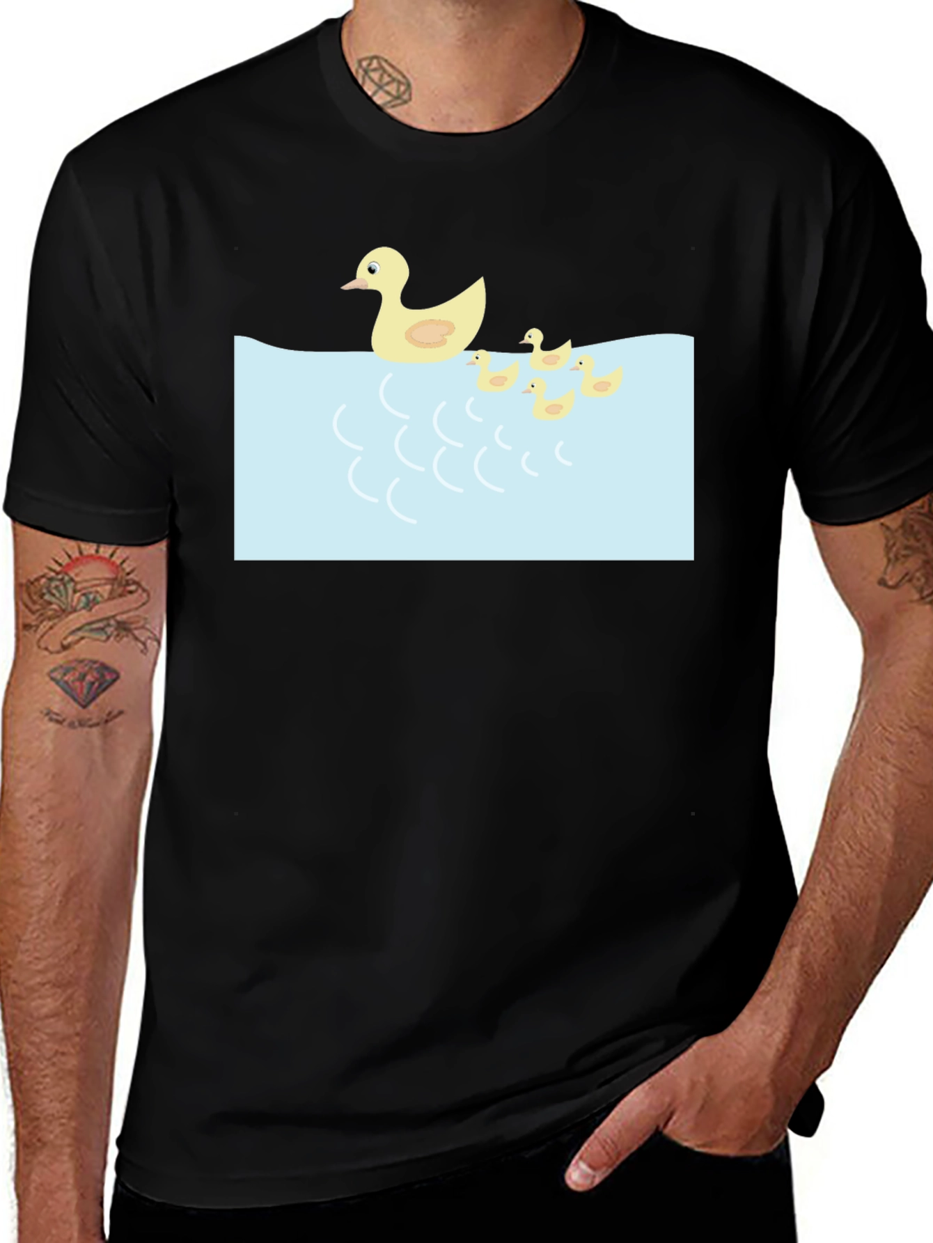 Variant 15 of Duck Family Graphic Tee - Casual Black T-Shirt