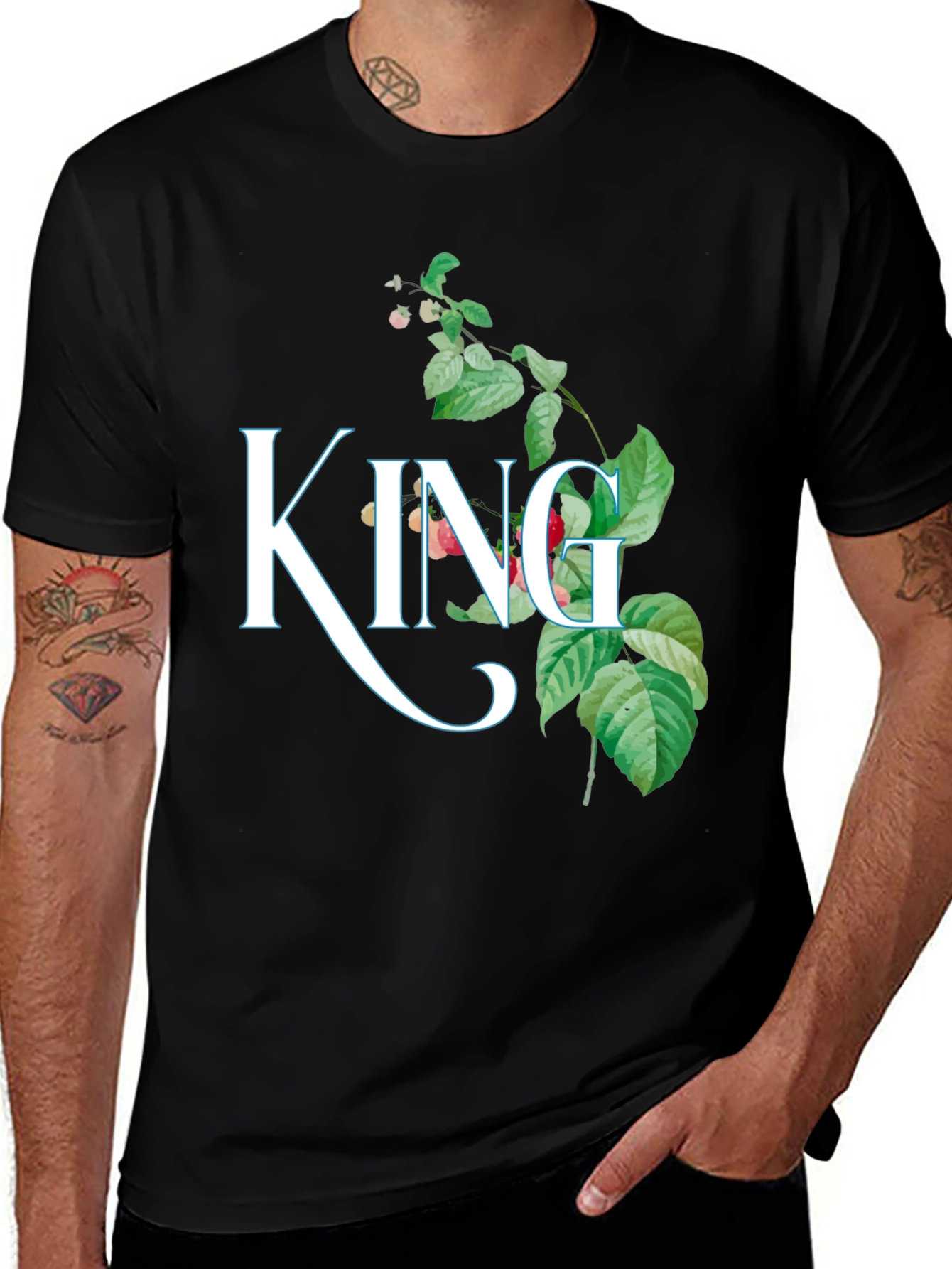 King Floral Graphic Print T-Shirt