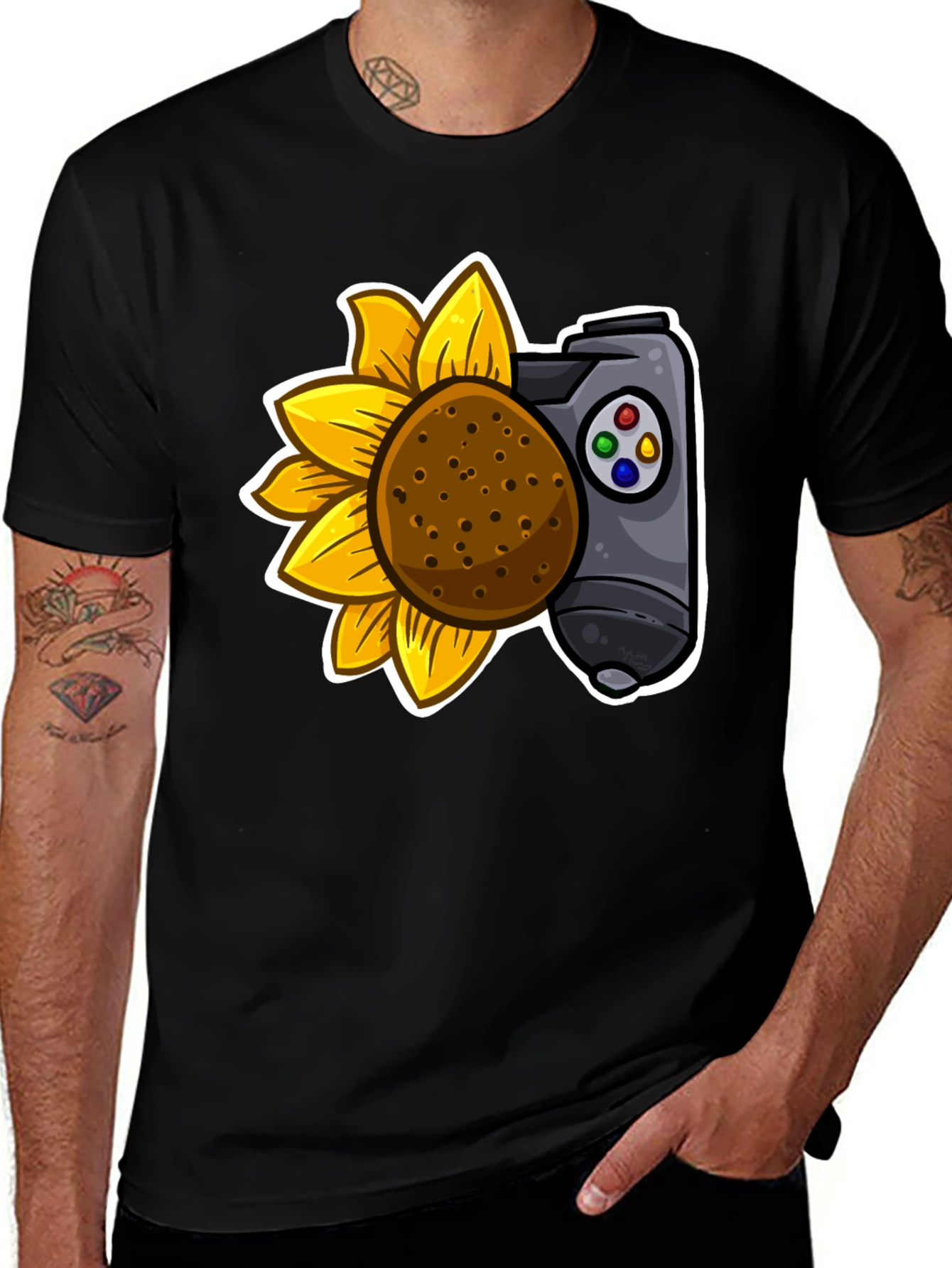 Variant 8 of Sunflower Gaming Controller T-Shirt