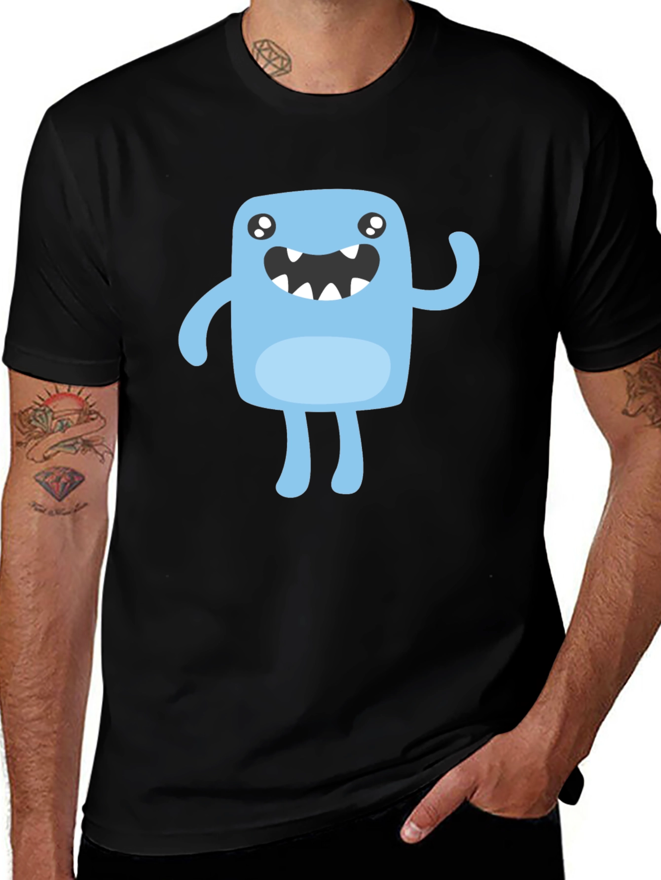 Variant 5 of Cute Monster Graphic T-Shirt - Black