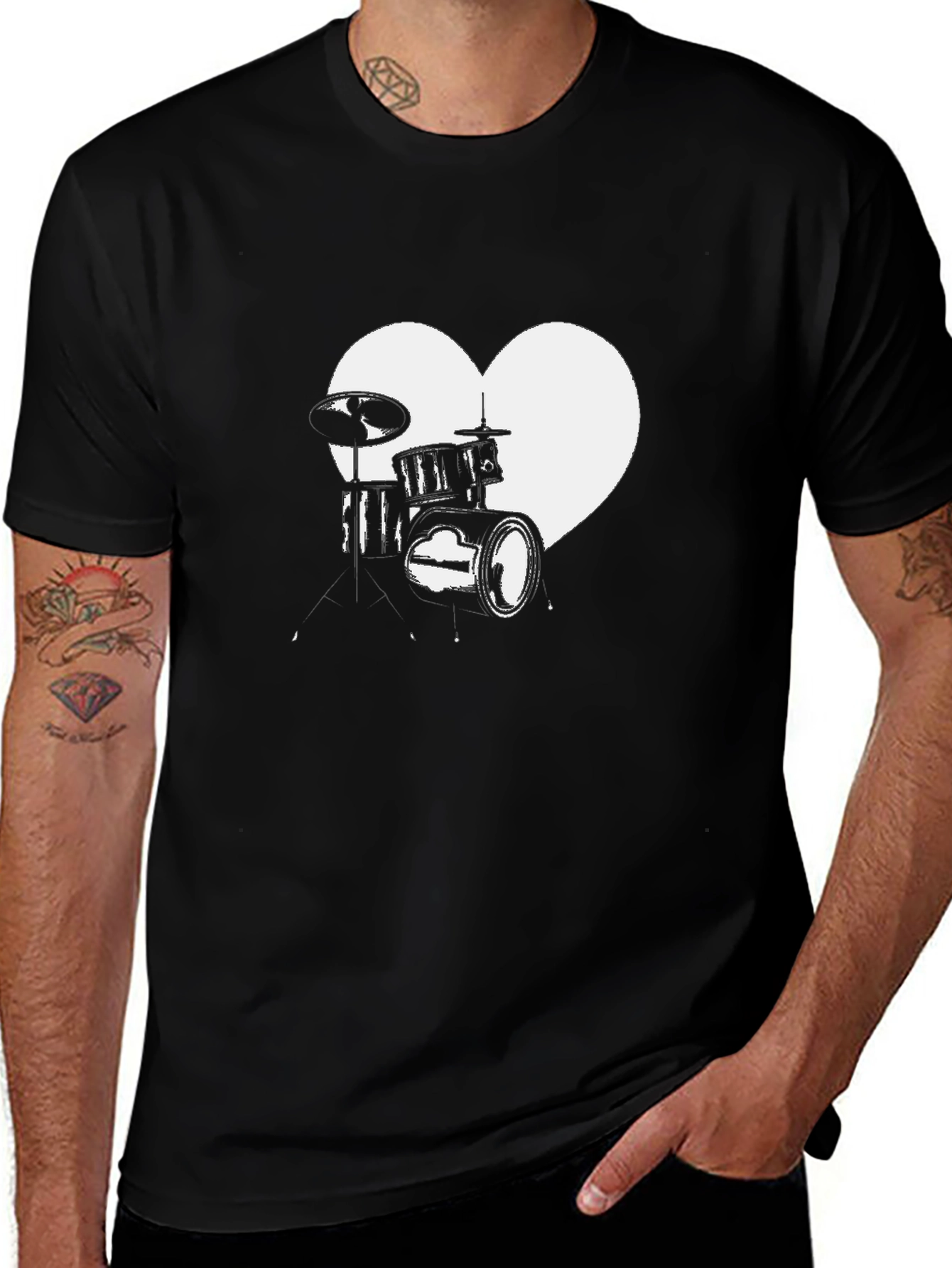 Variant 7 of Drum Kit Heart T-Shirt - Music Lover Tee