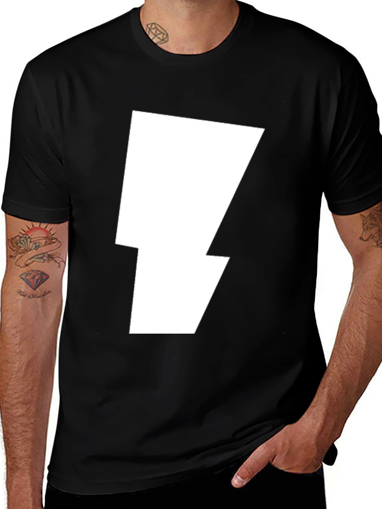 Variant 25 of Lightning Bolt Graphic Tee - Bold, Stylish Black T-Shirt