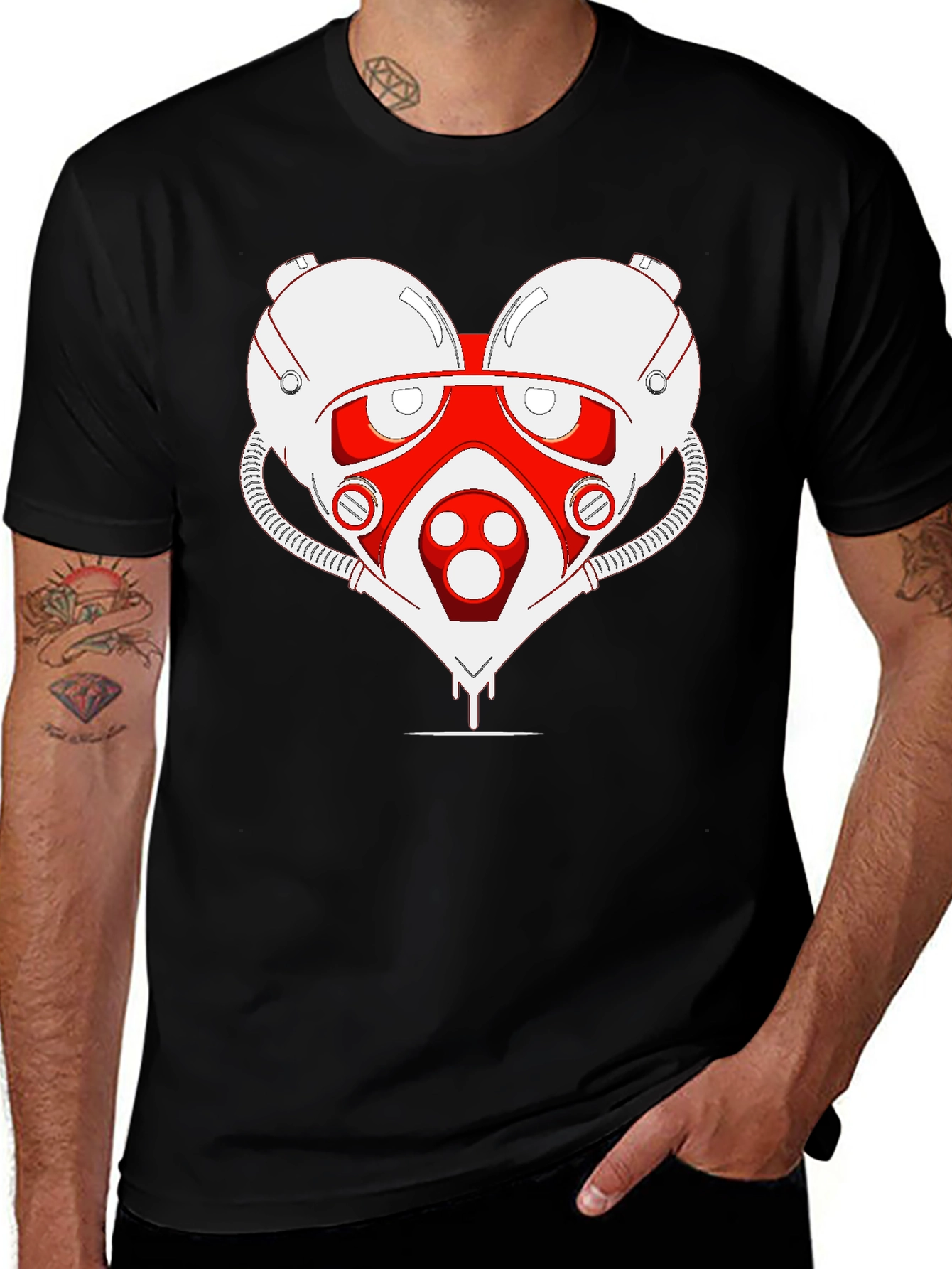 Black Sci-fi Heart T-Shirt - Unique Graphic Tee main image
