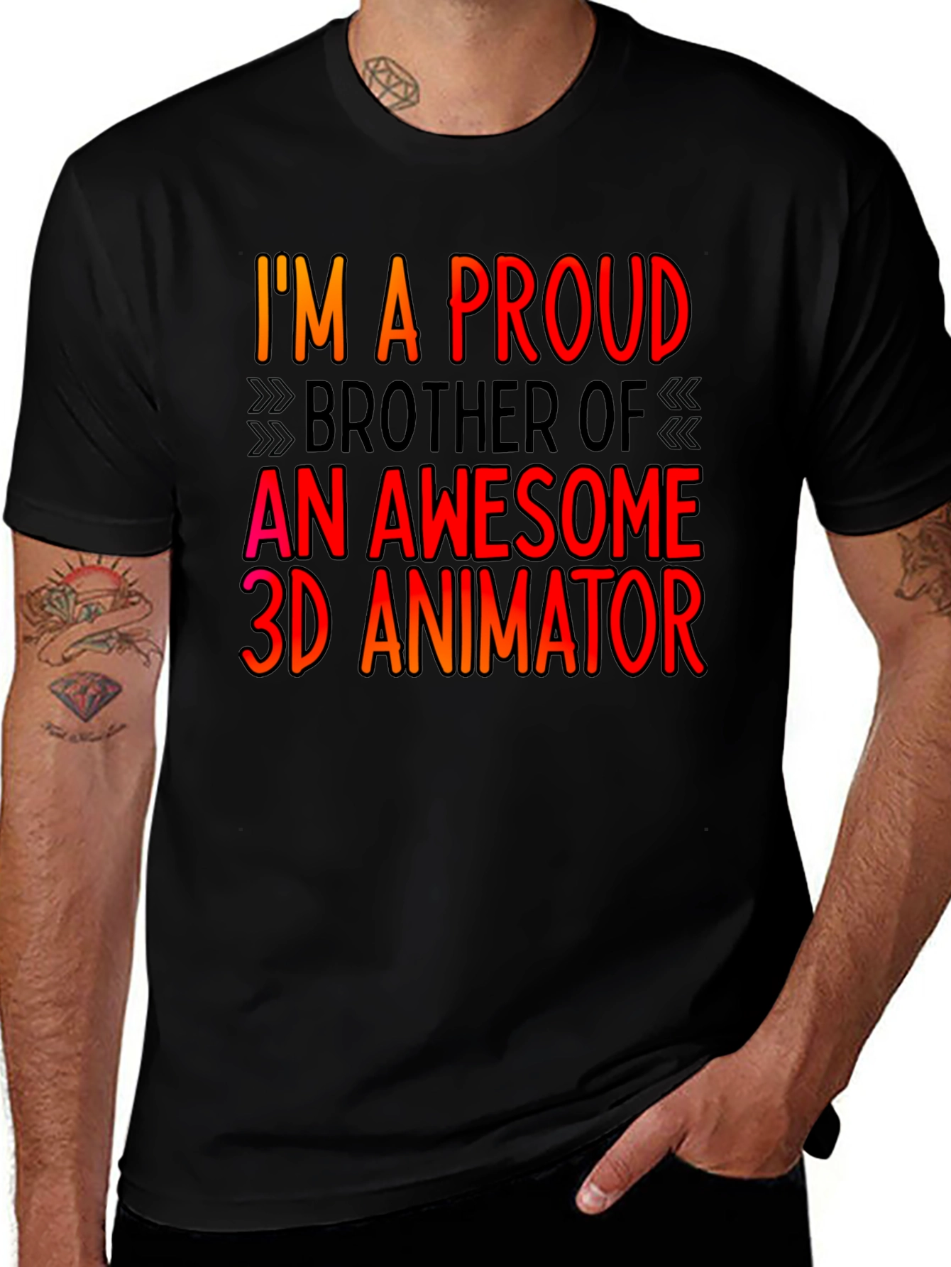 Proud Brother of 3D Animator Black T-Shirt