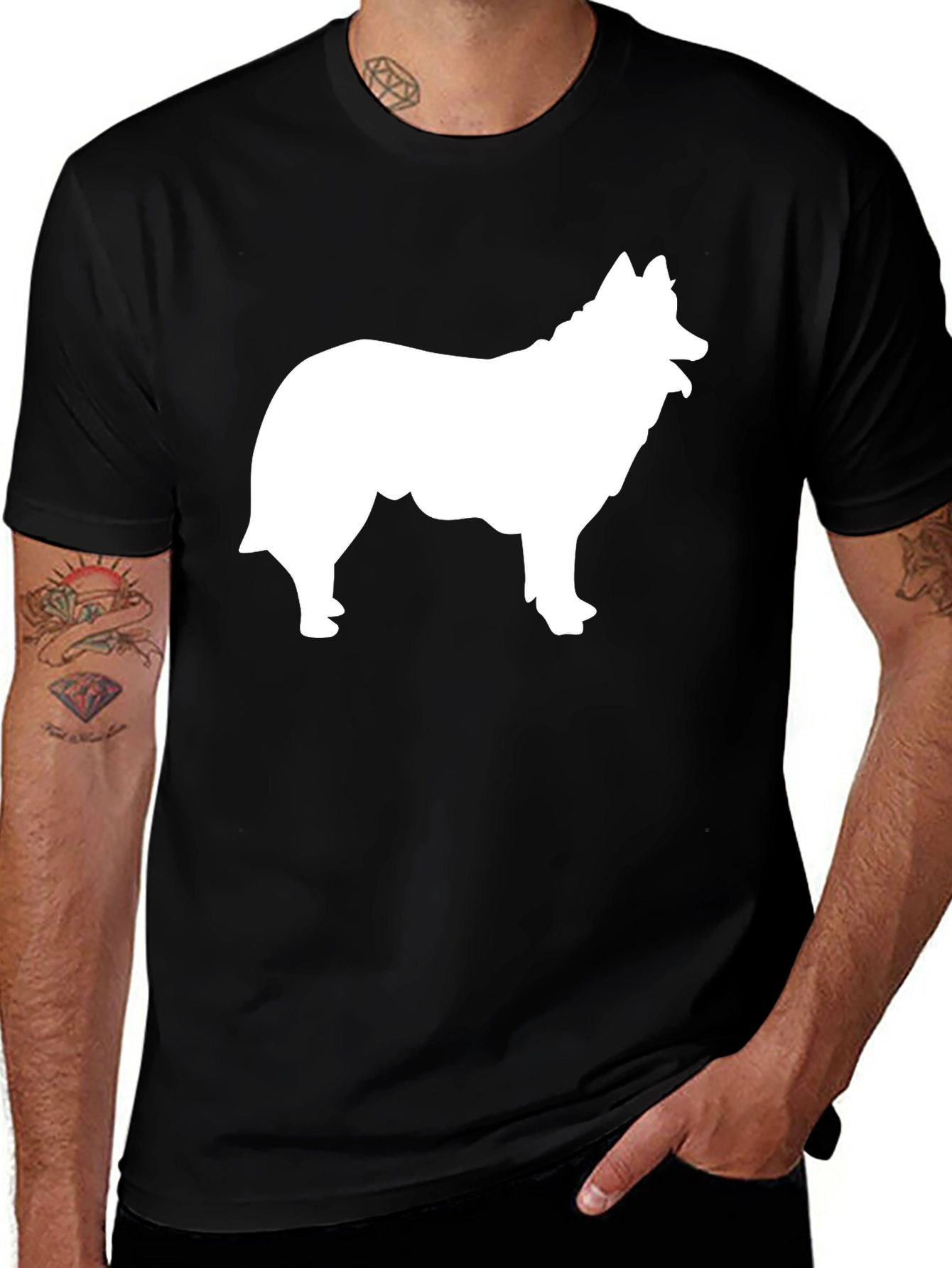 Variant 28 of Dog Silhouette Graphic Tee - Black
