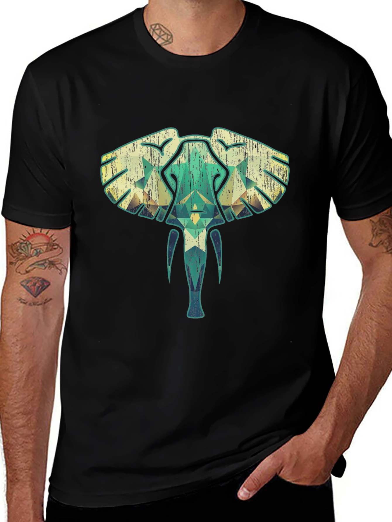Variant 15 of Geometric Elephant Graphic Tee - Unique Style