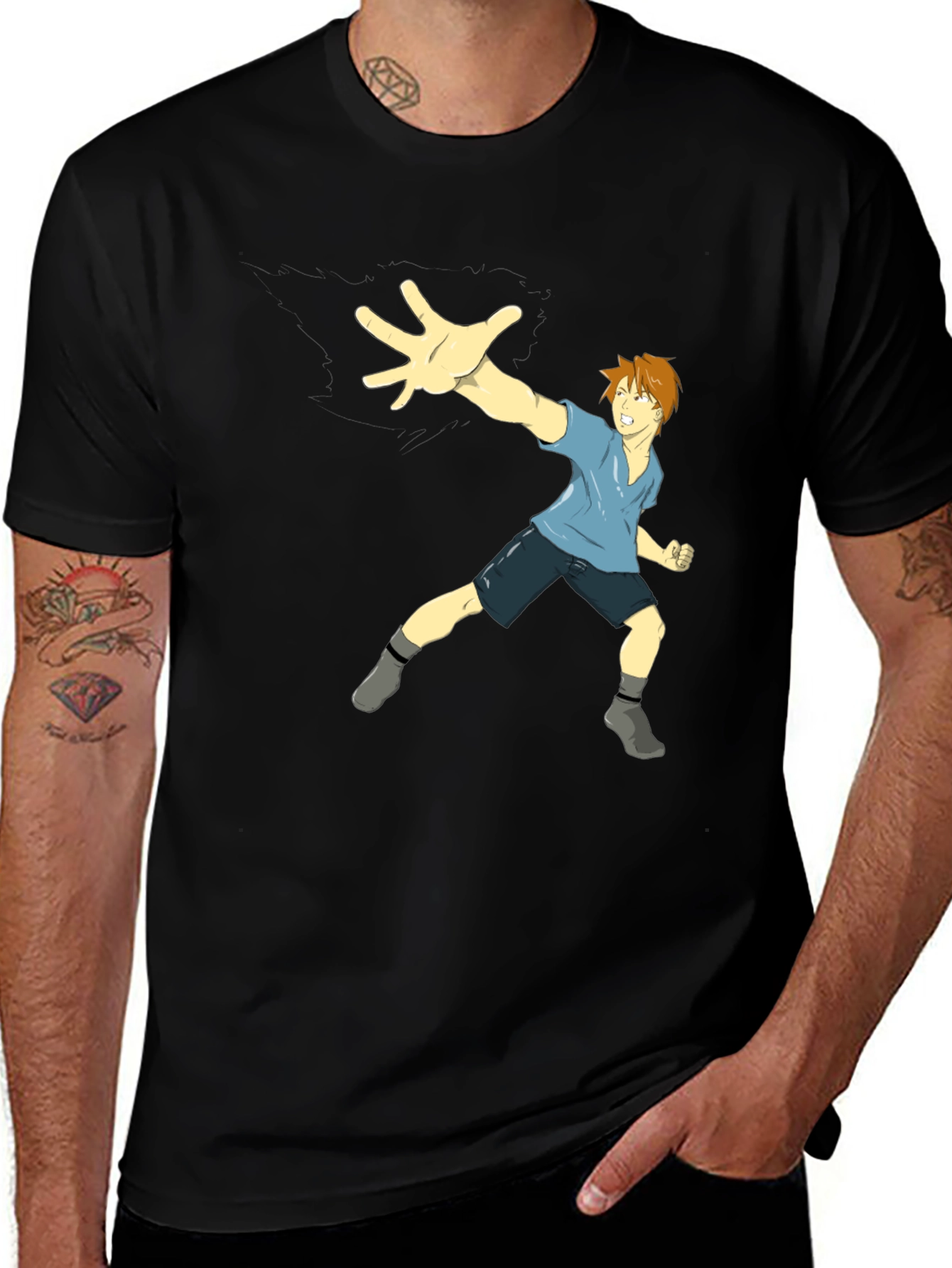 Variant 6 of Animated Character Graphic Black T-Shirt