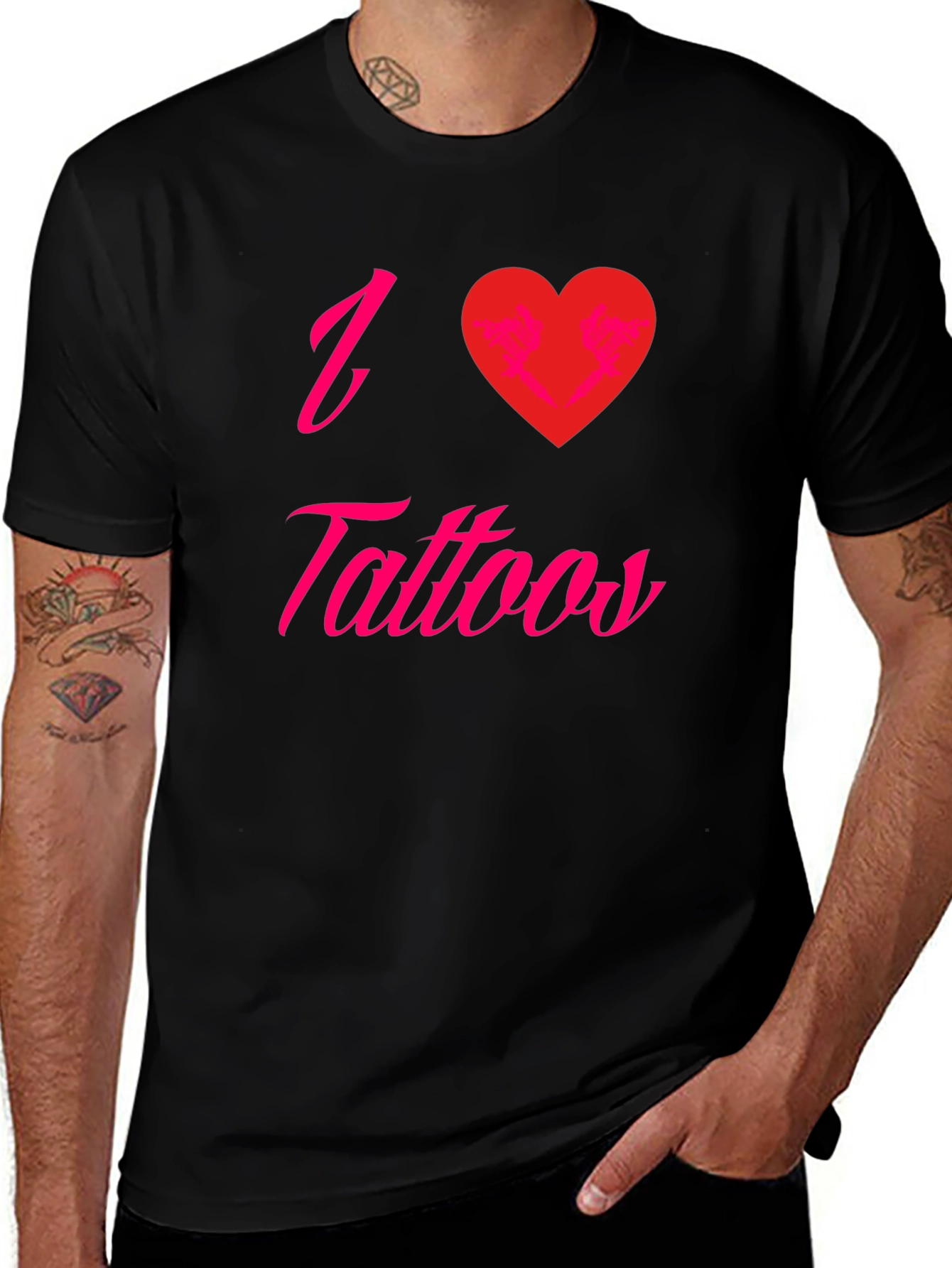 I Love Tattoos Graphic Tee - Black