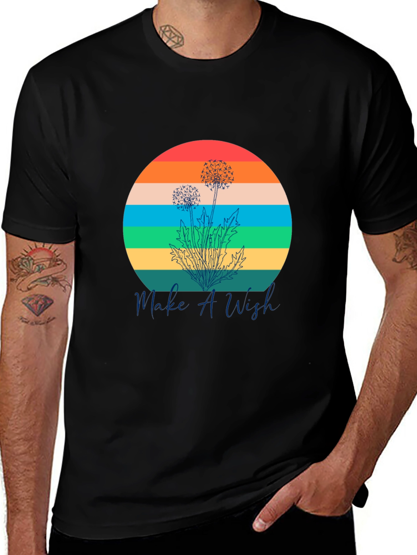 Variant 9 of Retro Dandelion T-Shirt - Make A Wish Graphic Tee