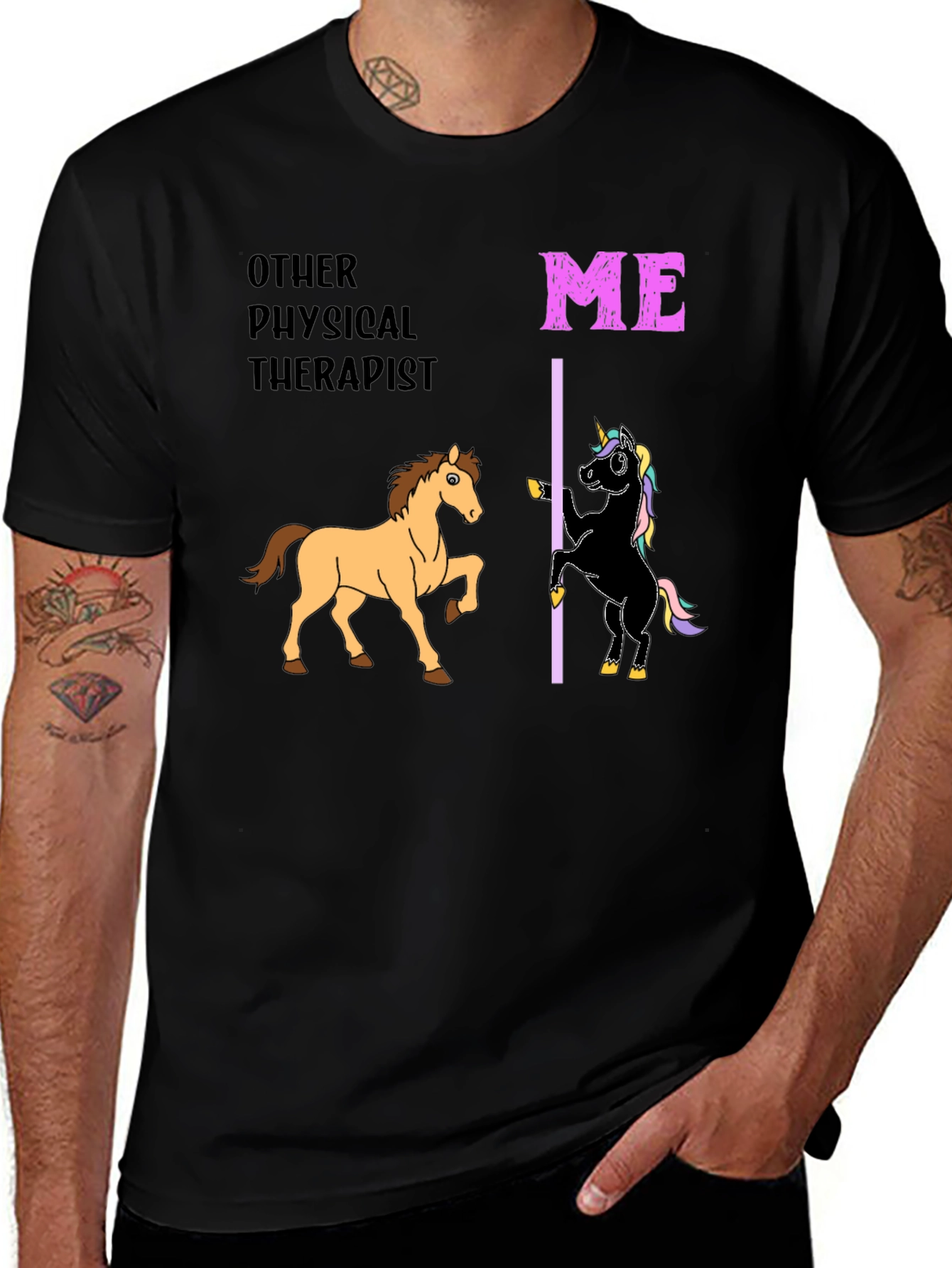 Variant 2 of Funny Physical Therapist T-Shirt, Horse & Unicorn