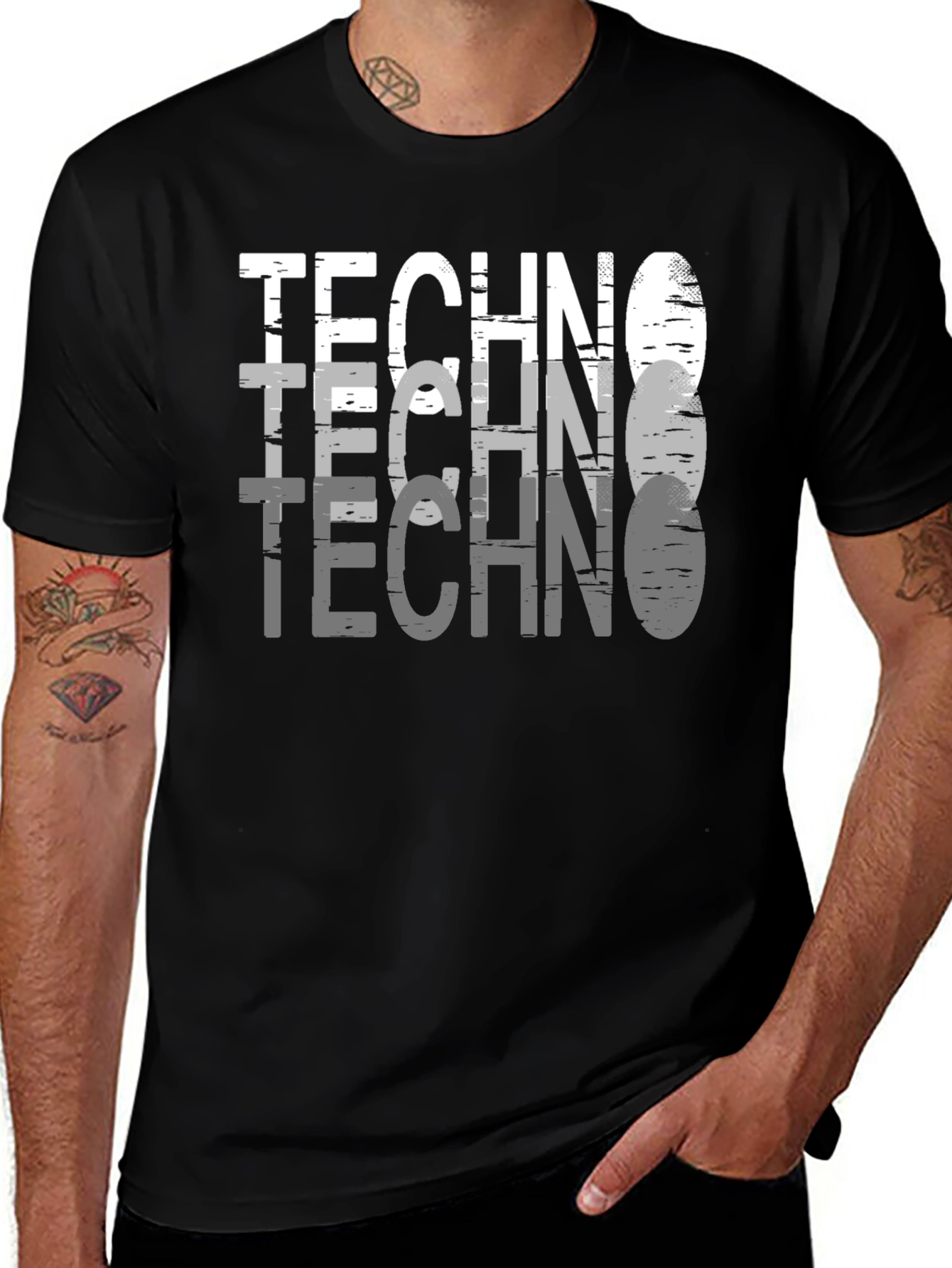 Variant 23 of Techno Graphic Tee - Modern Style Black T-Shirt