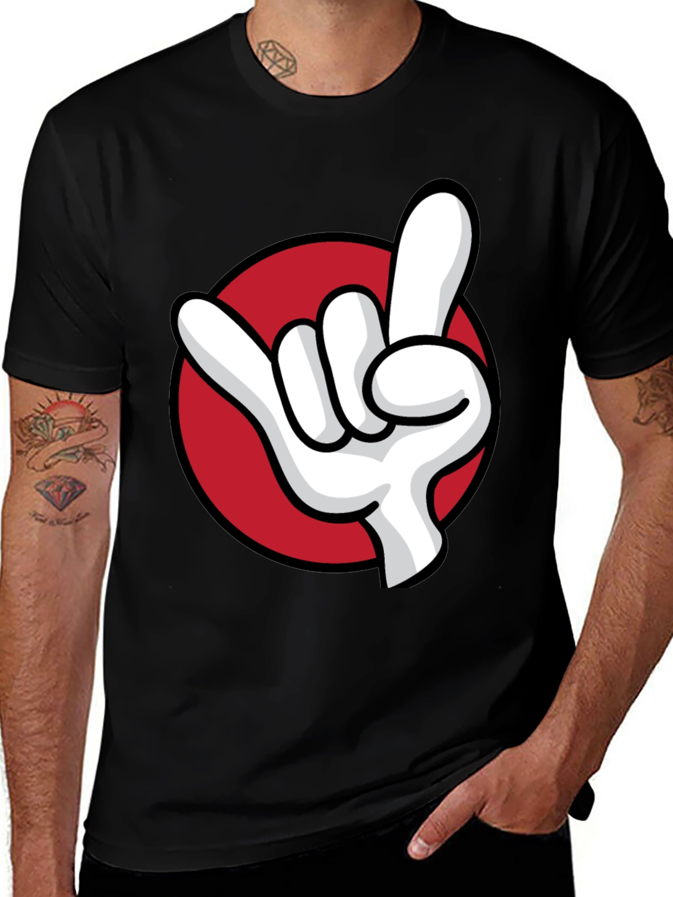 Variant 4 of Rock On Hand Graphic Tee - Black Cotton T-Shirt
