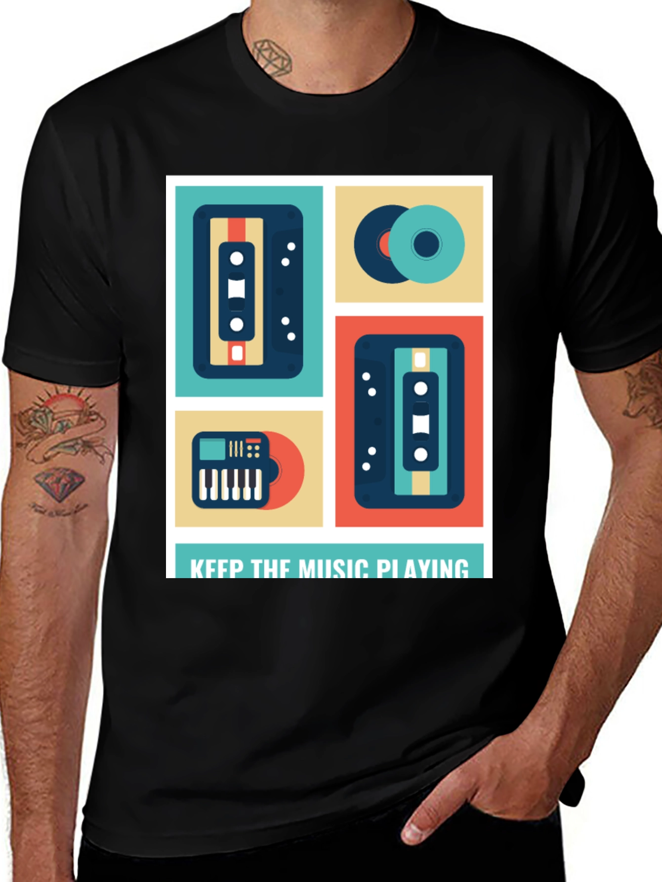 Variant 28 of Retro Music Lover T-Shirt - Keep The Music Playing