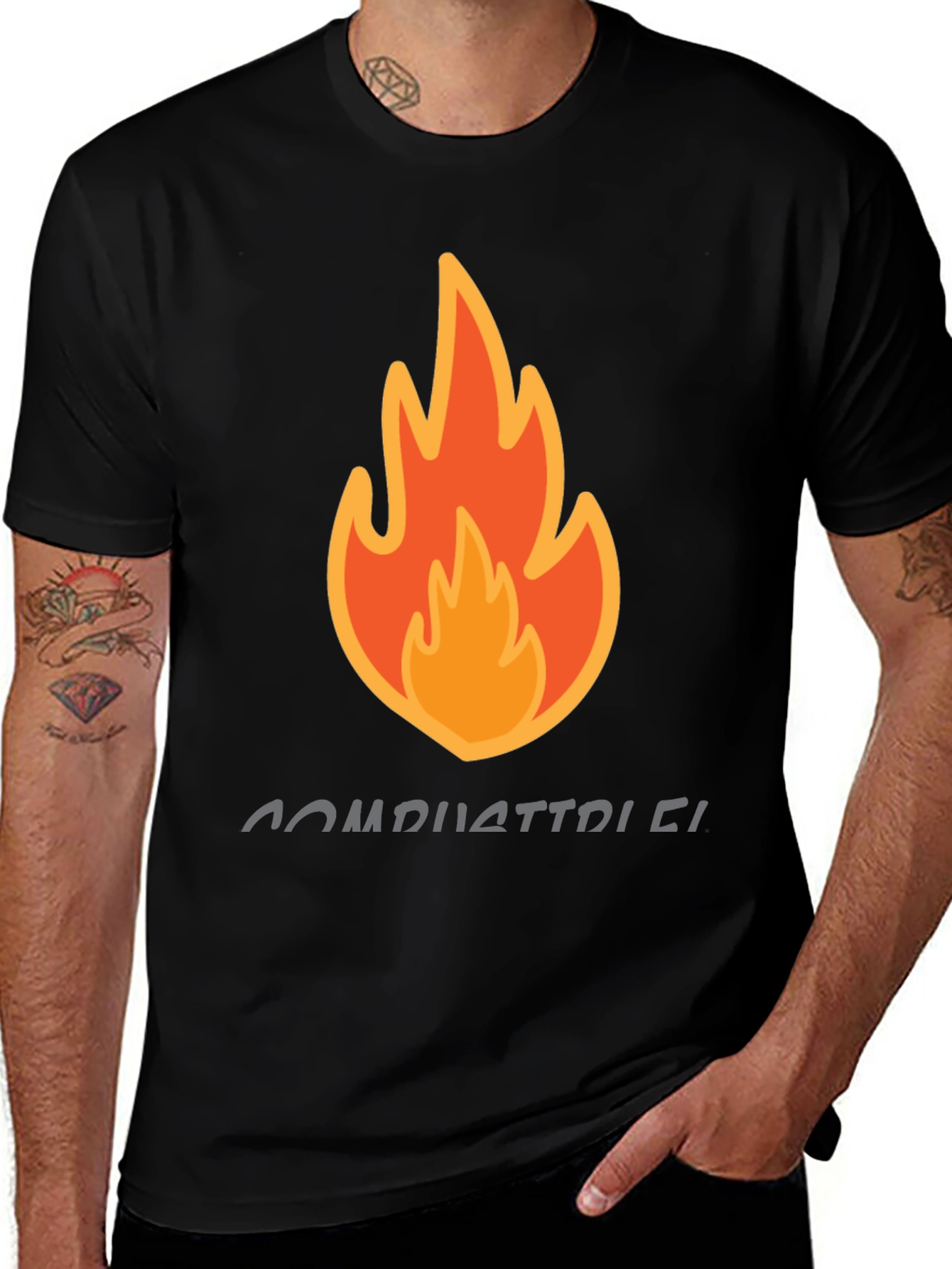 Variant 23 of Combustible Black Graphic Tee - Fire Design