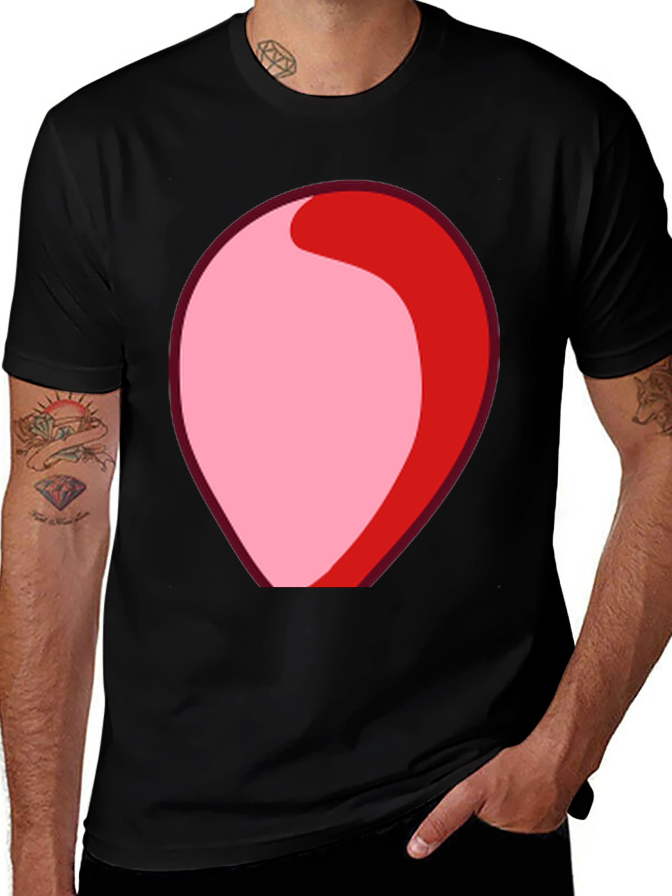 Black Red & Pink Abstract Graphic T-Shirt main image